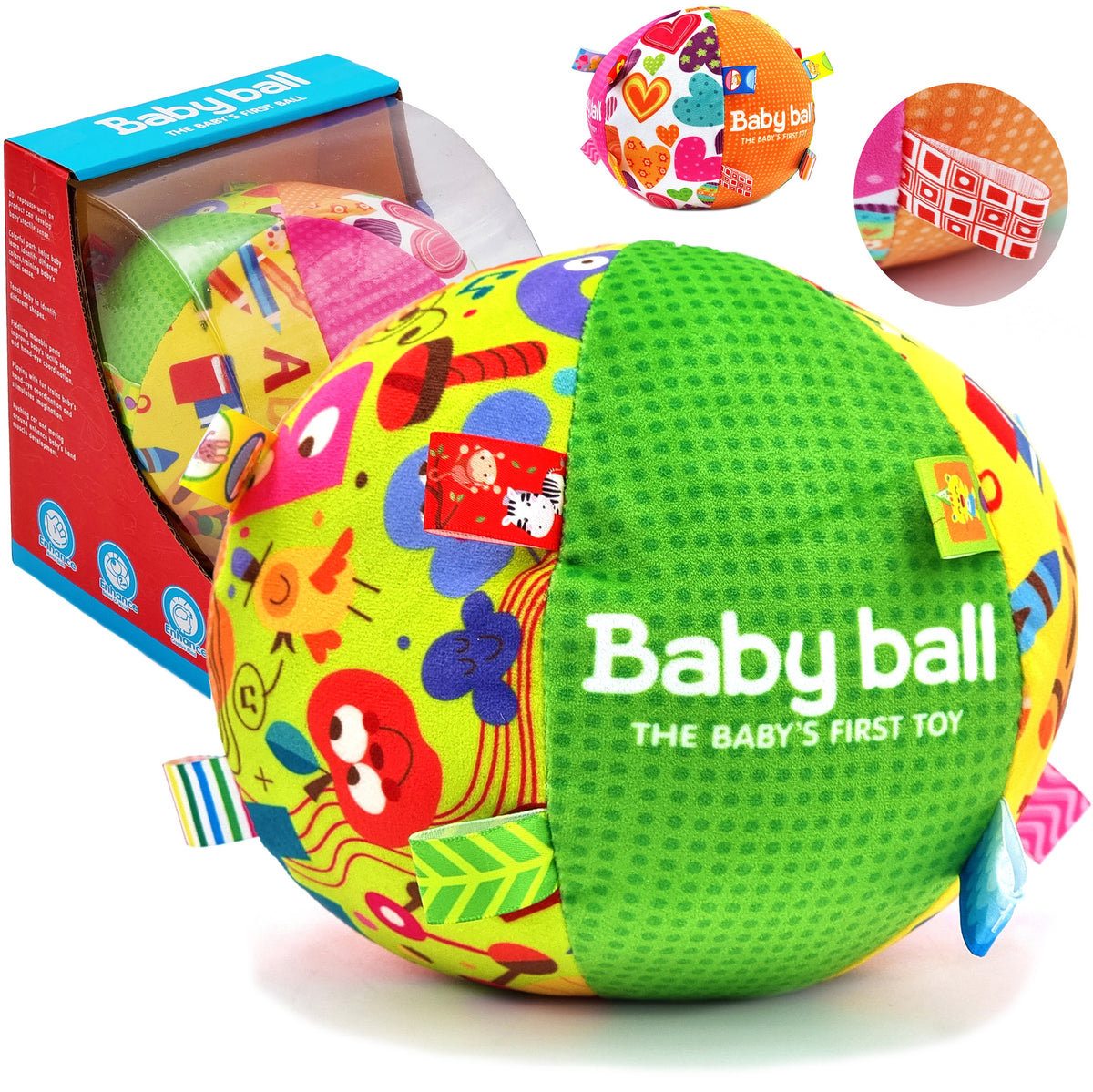 Woopie Baby Soft Sensory Ball Lady-etikett med insömnad för småbarn + ljud