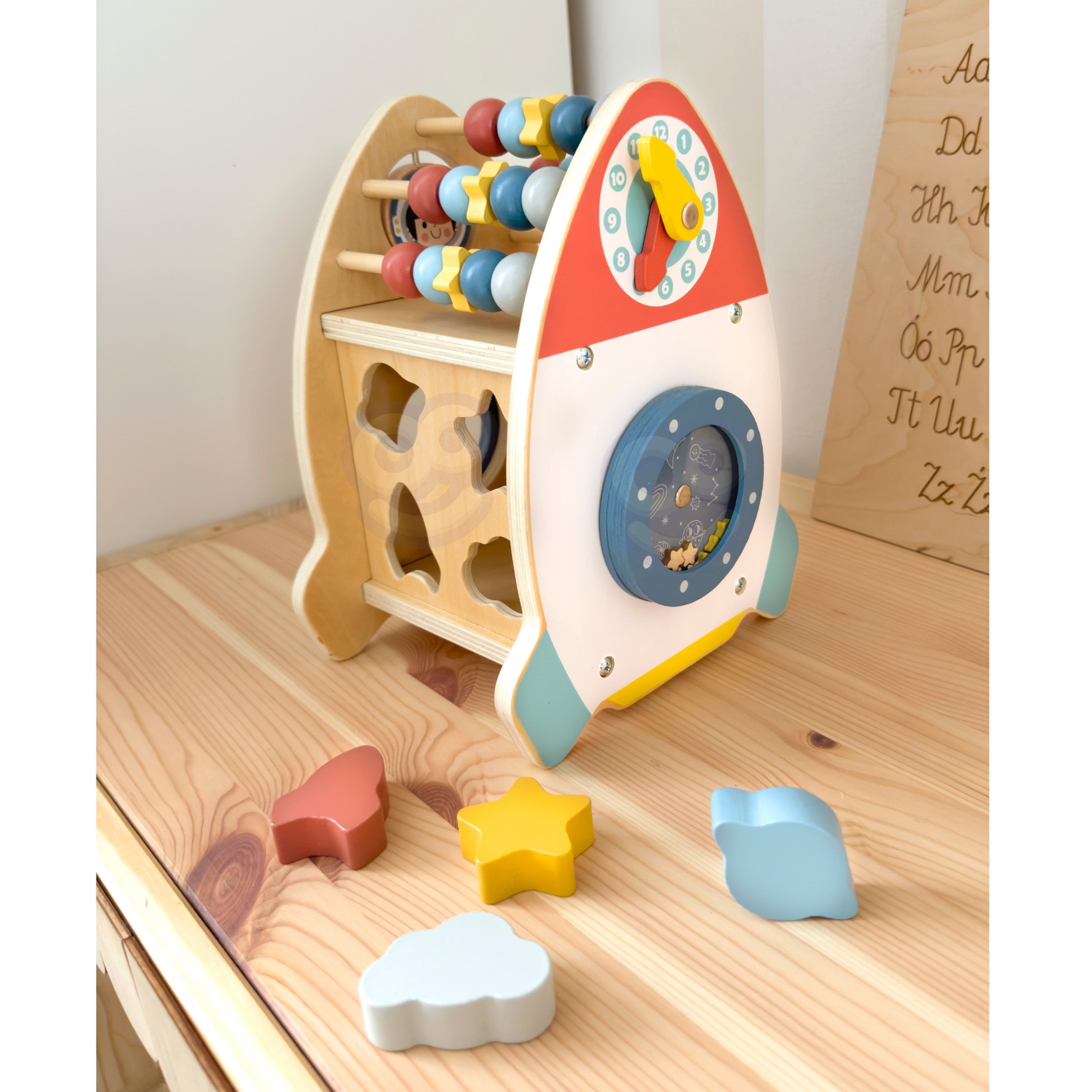 Tooky Toy Space Rocket Activity Sorter Wooden Maze