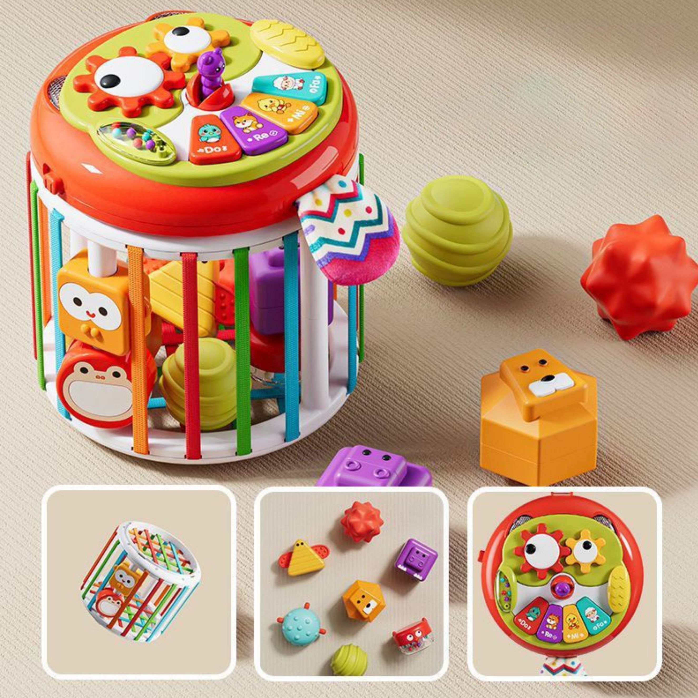 Interaktivní buben Woopie Baby Roller Sensory Cube