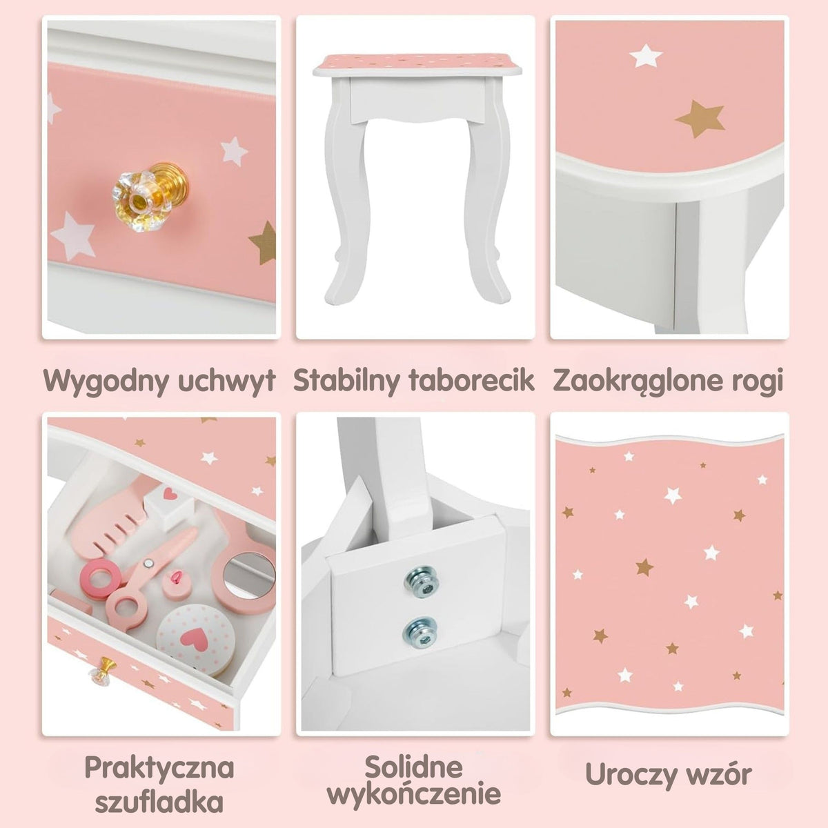 Woopie zelený drevený toaletný stolík so zrkadlom a doplnkami