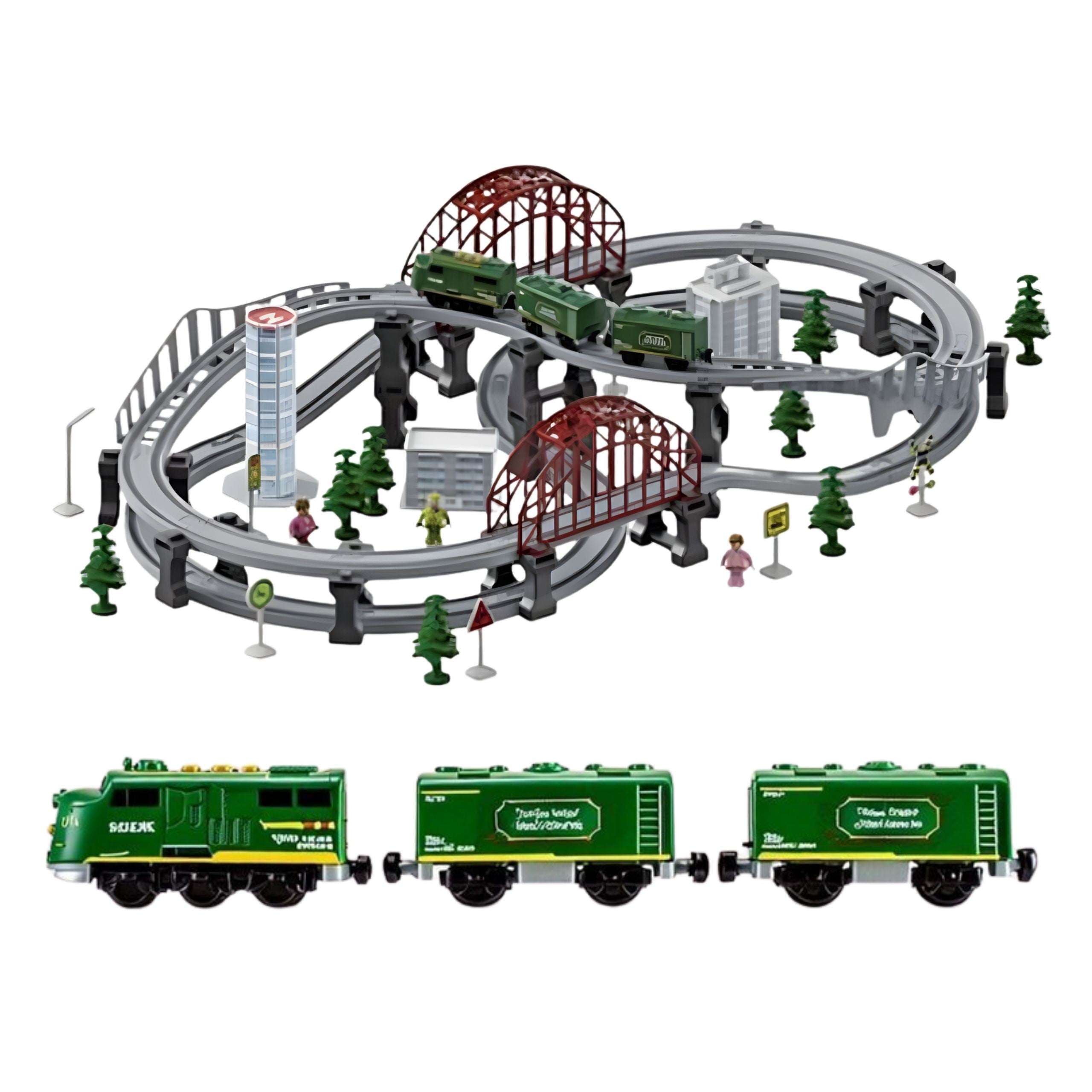 Conjunto de locomotivas de carga Xxl de trem elétrico moderno Woopie 128 unidades.