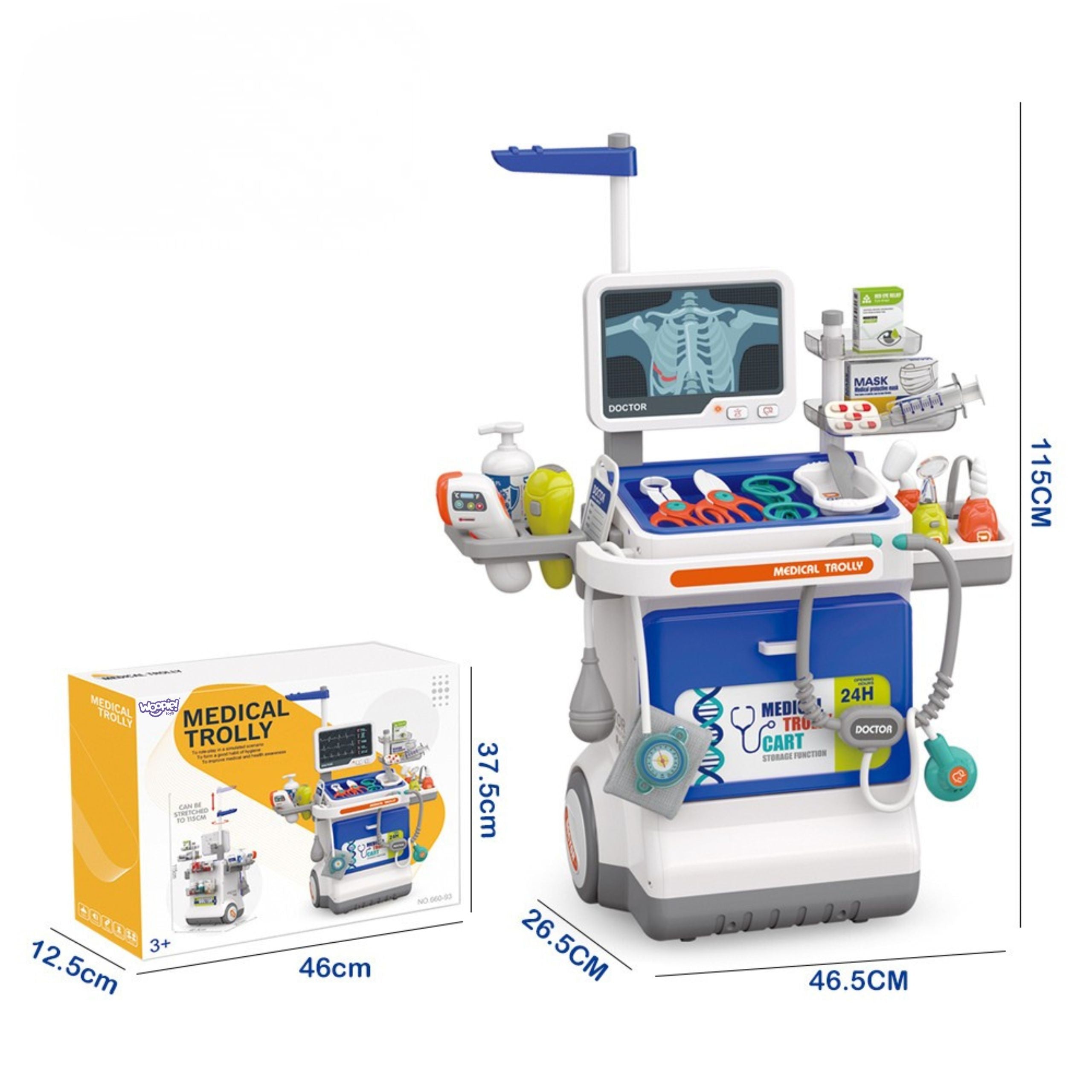 Woopie Interactive Little Doctor's Trolley Medical Set X-ray 115cm