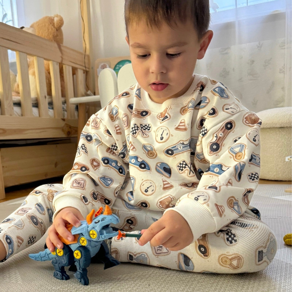 Woopie Dinosaurs To Screw 3-delad konstruktionsset i en låda + borr och skruvmejsel