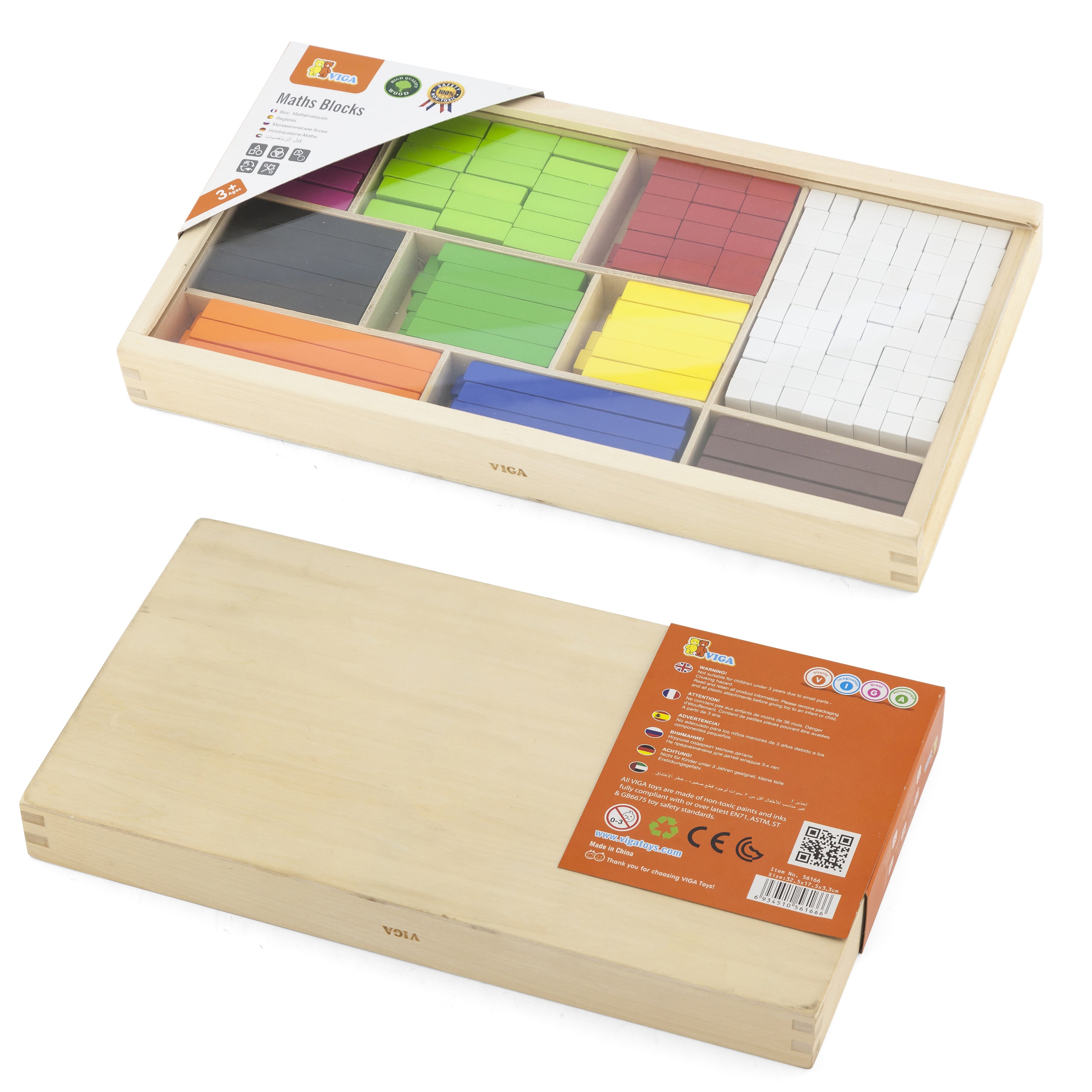 Bastoncini educativi in legno Viga Blocchi cuisenaire matematici