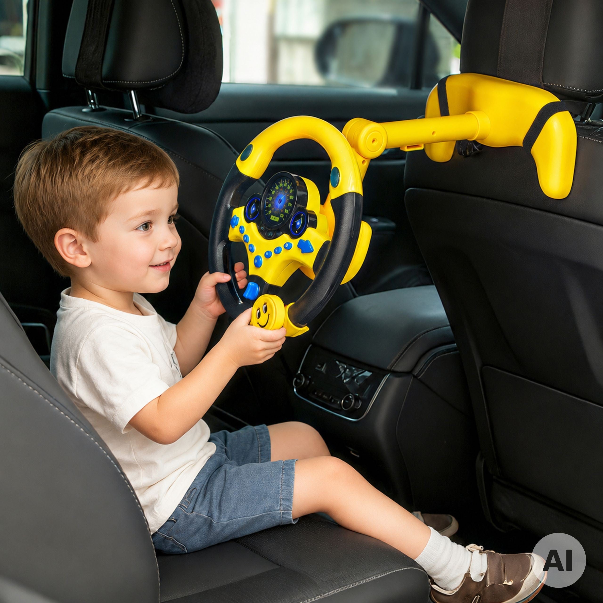Woopie Interactive Car Steering Wheel With Lights Yellow