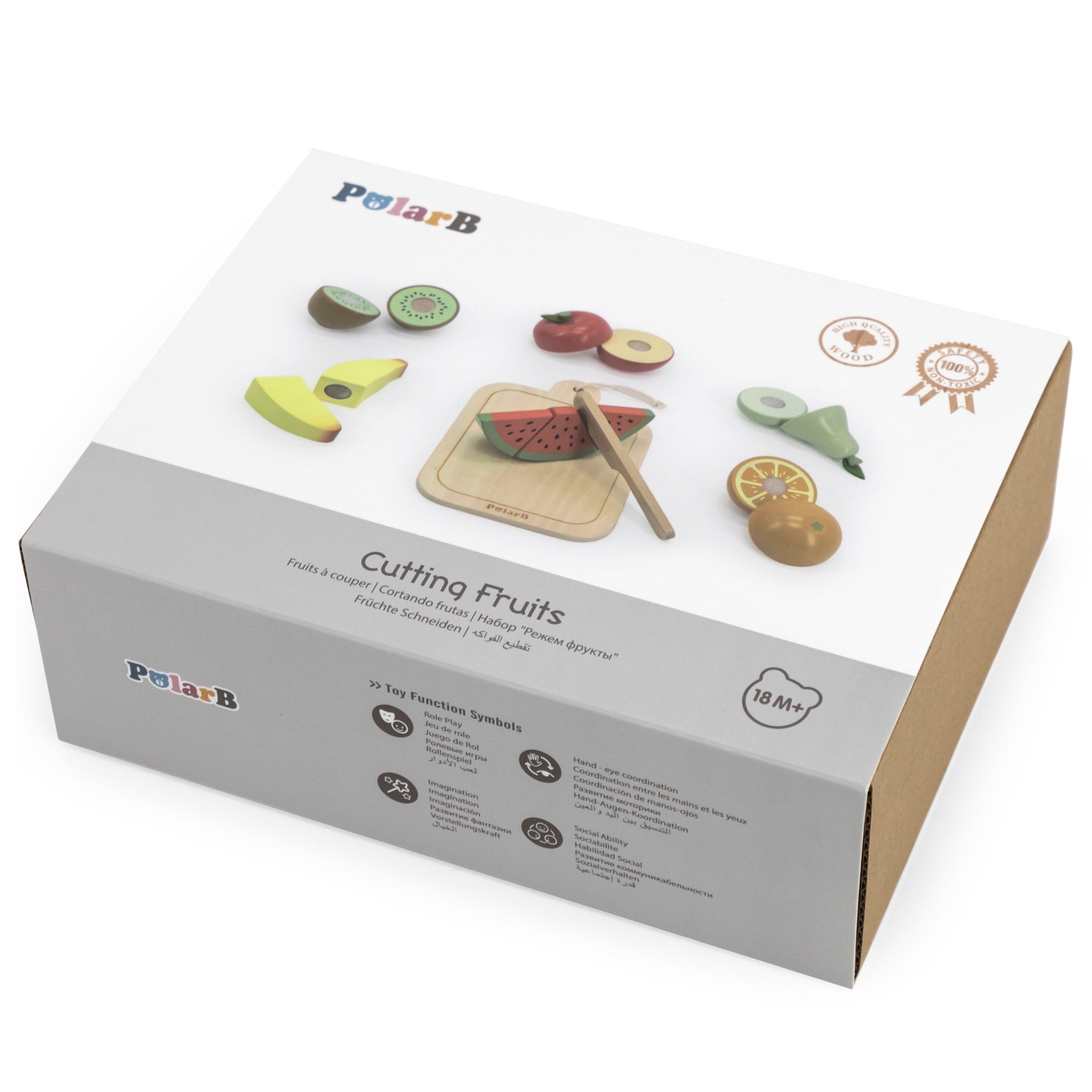 Viga Wooden Fruit Chopping Board Knife Polarb Educational Toy