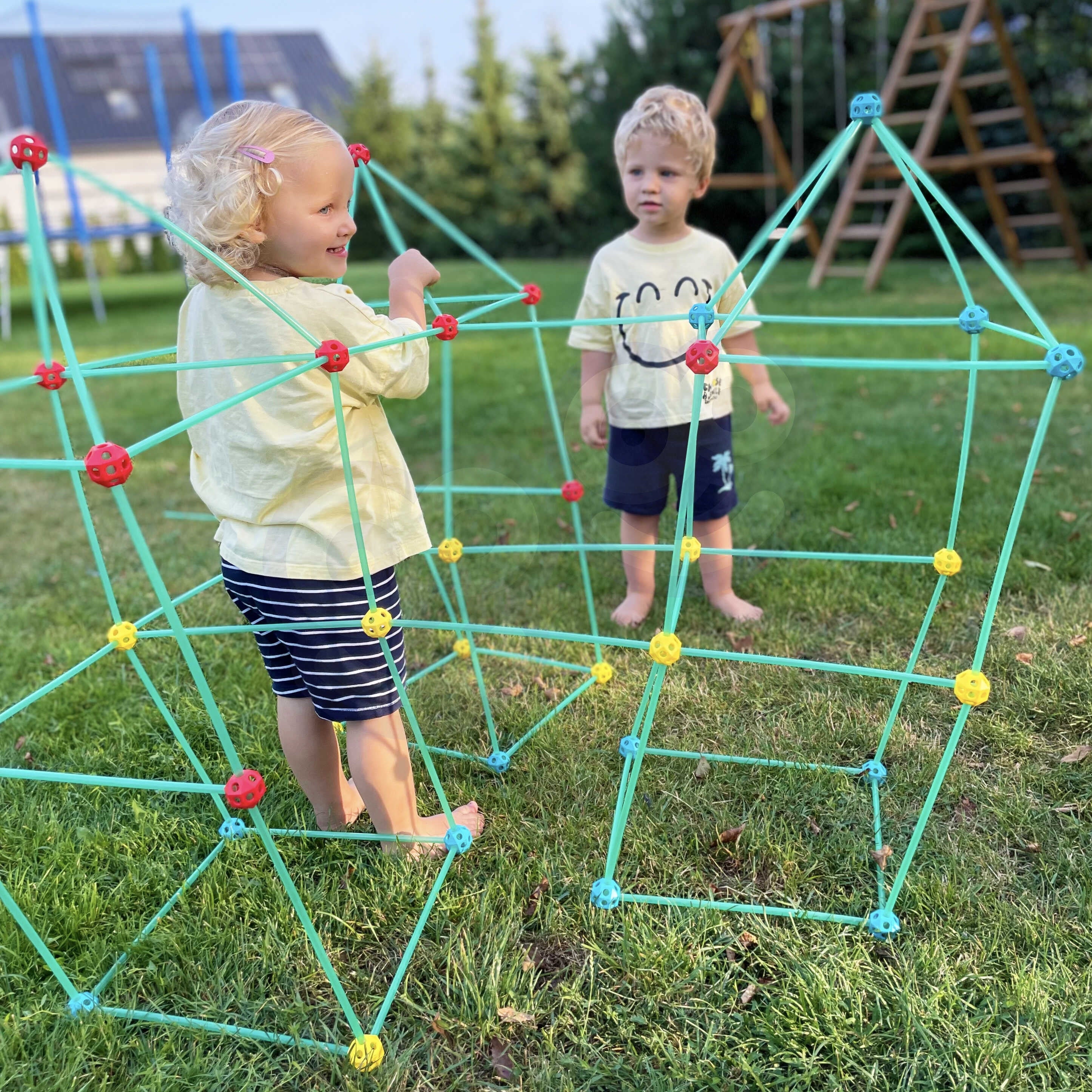 Woopie Big Blocks Bouwtentset Rietjes Buizen 128-delig.