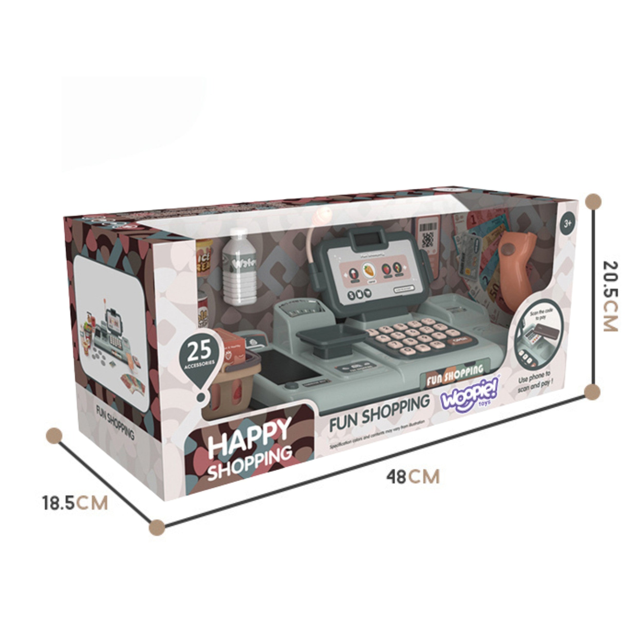 Woopie Kids' Cash Register Scanner Scale Microphone + 25 Accessories