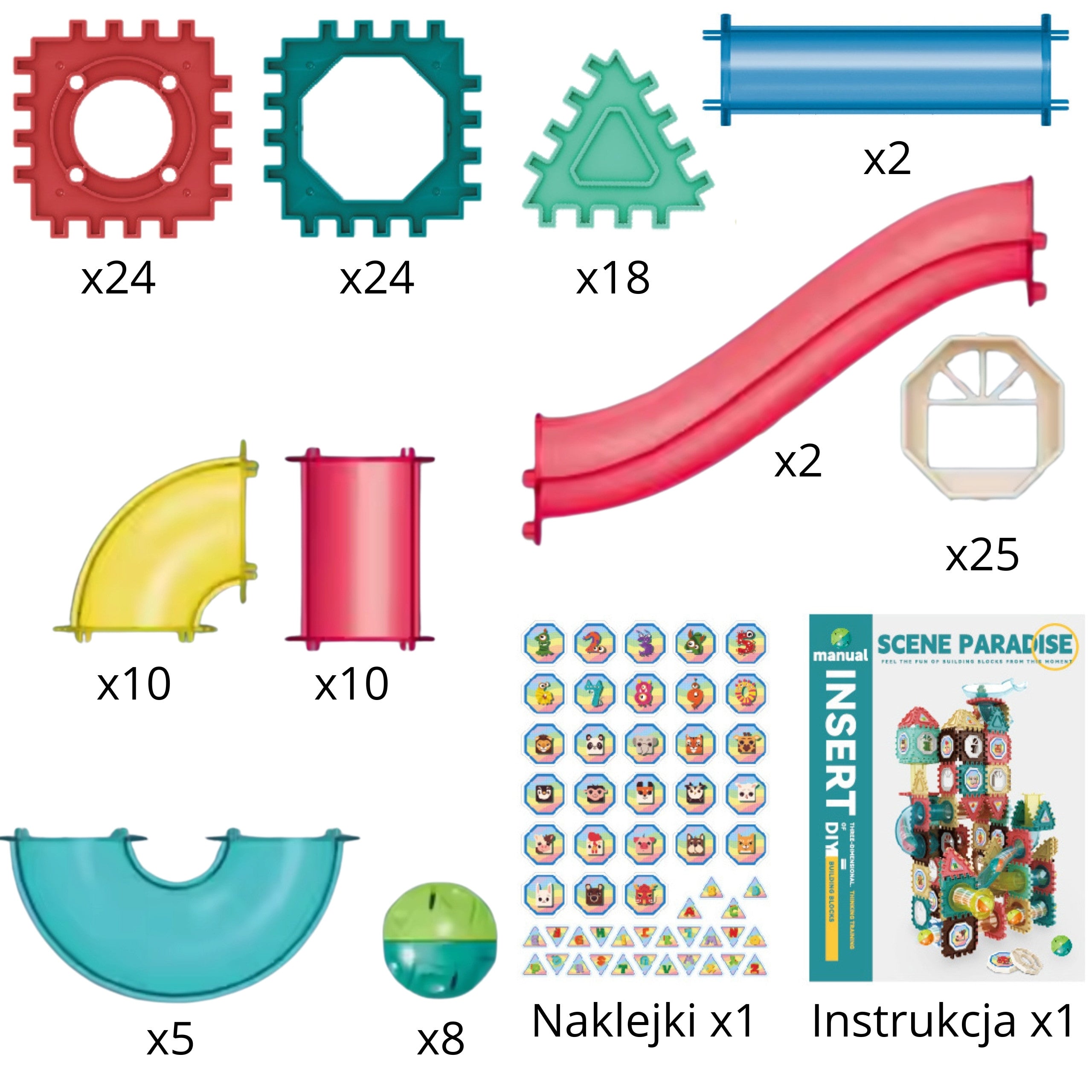 Woopie Blocs de construction magnétiques Ensemble éducatif 3D Ball Track 128 Pcs.