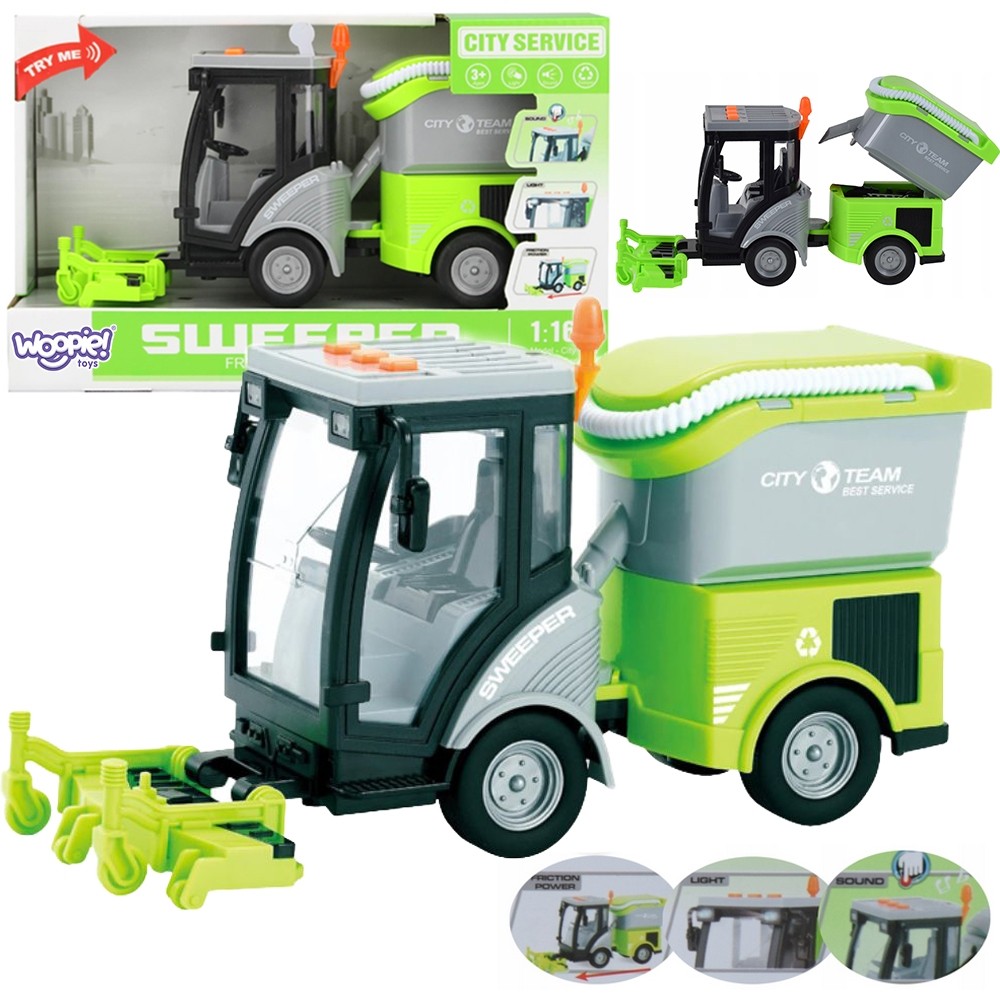 Woopie City Sweeper 1:16 Grüne Sound- und Lichteffekte