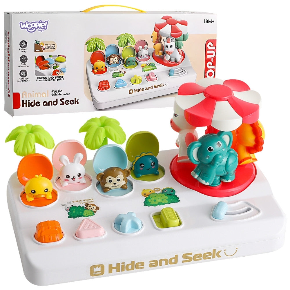 Brinquedo interativo Woopie Baby Pop-up Animals Carousel