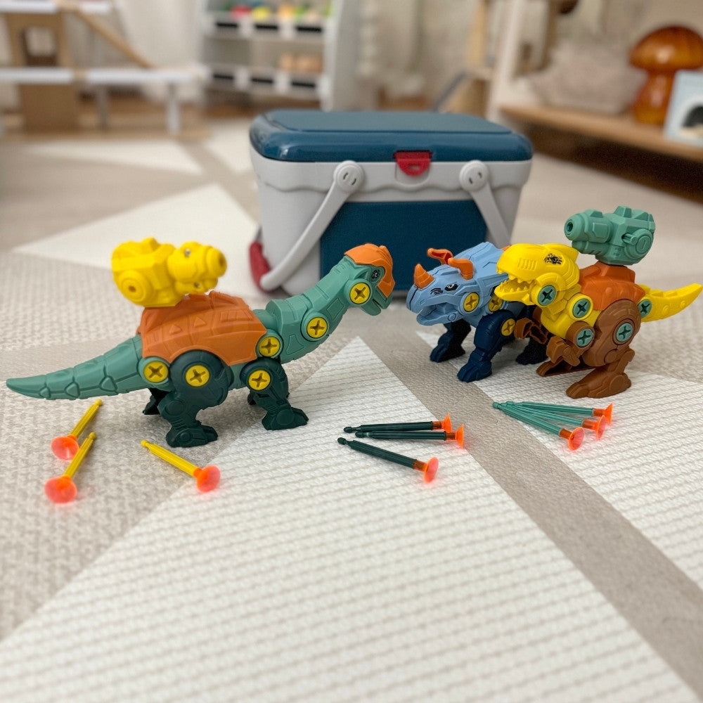 Woopie Dinosaurs To Screw 3-delad konstruktionsset i en låda + borr och skruvmejsel