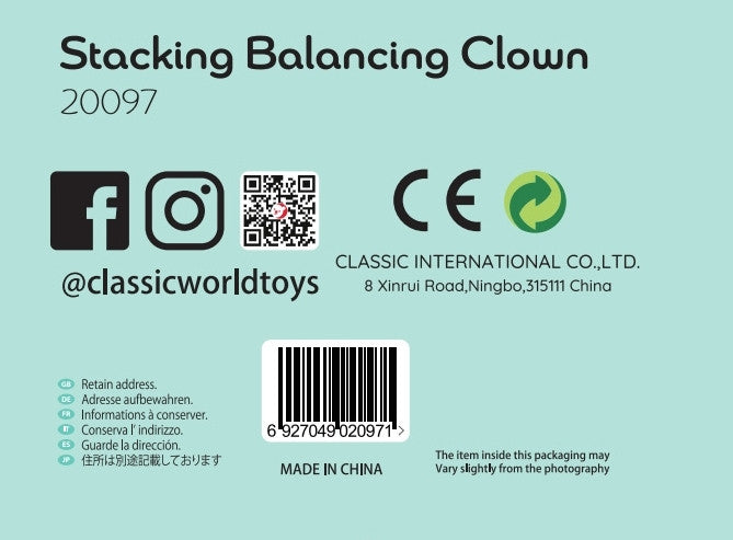 Classic World Holzpuzzle-Pyramidenblöcke, die einen glücklichen Clown ausbalancieren