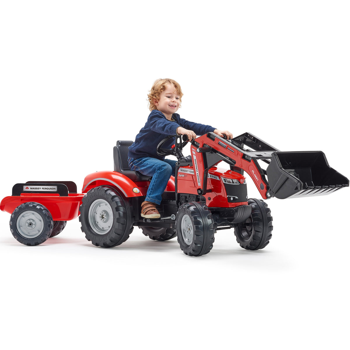 Ciągnik na pedały Falk Massey Ferguson 8740s z łyżką i przyczepą 3-7 lat