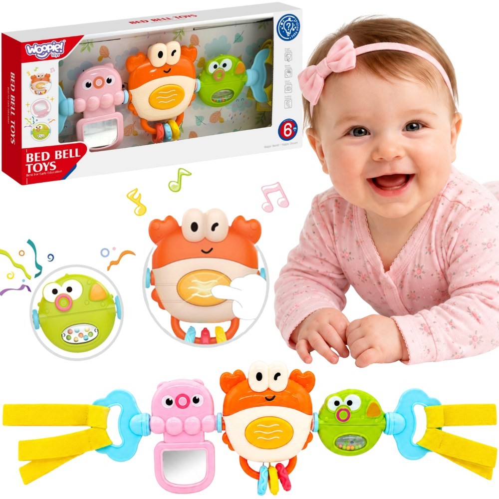 Woopie Babyhanger Voor Kinderwagen Wieg Zintuiglijk Spelen Krab Spiegel Vis 6m