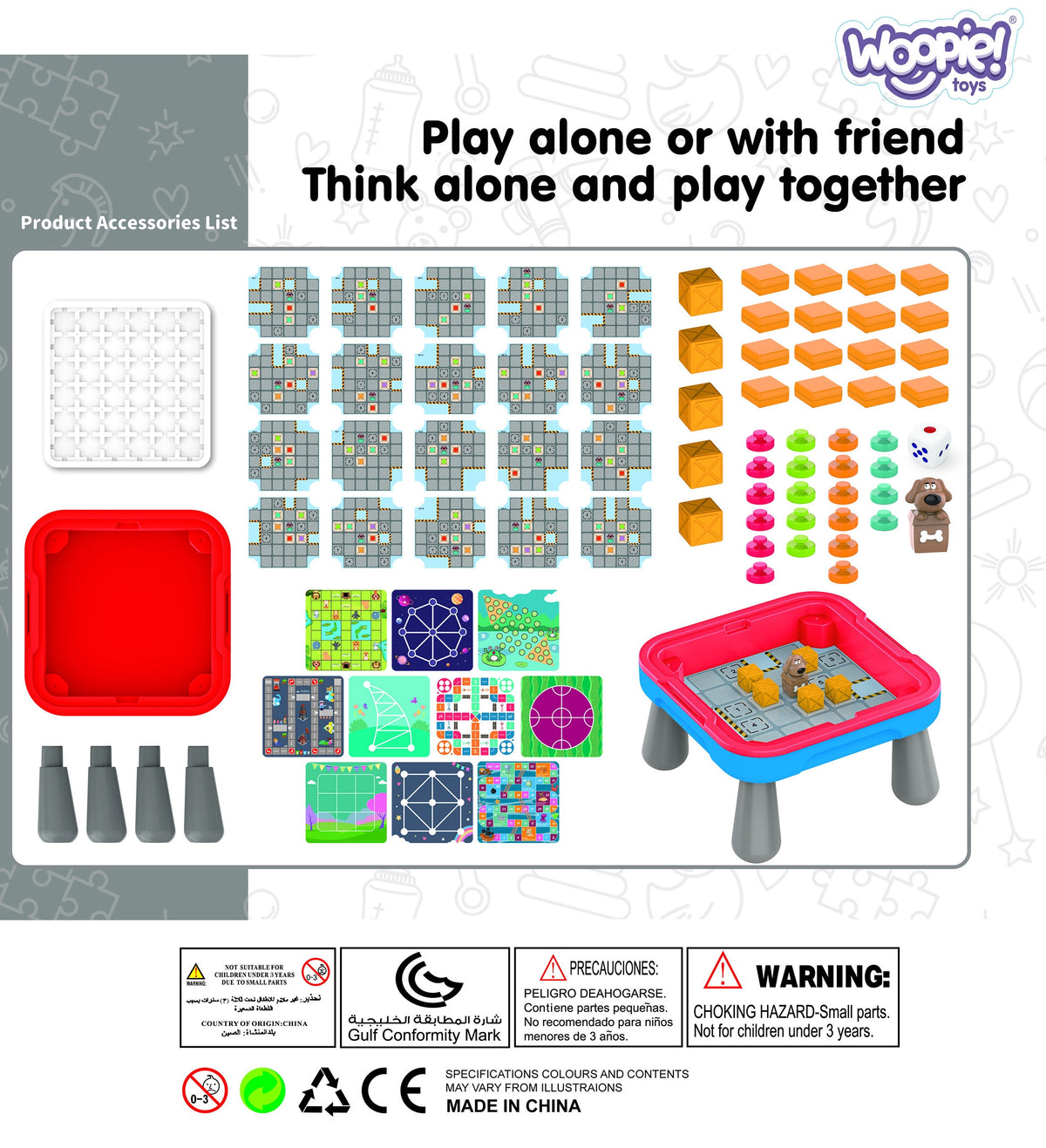Woopie Logic Brädspelsbord 65 bitar 10-i-1 set