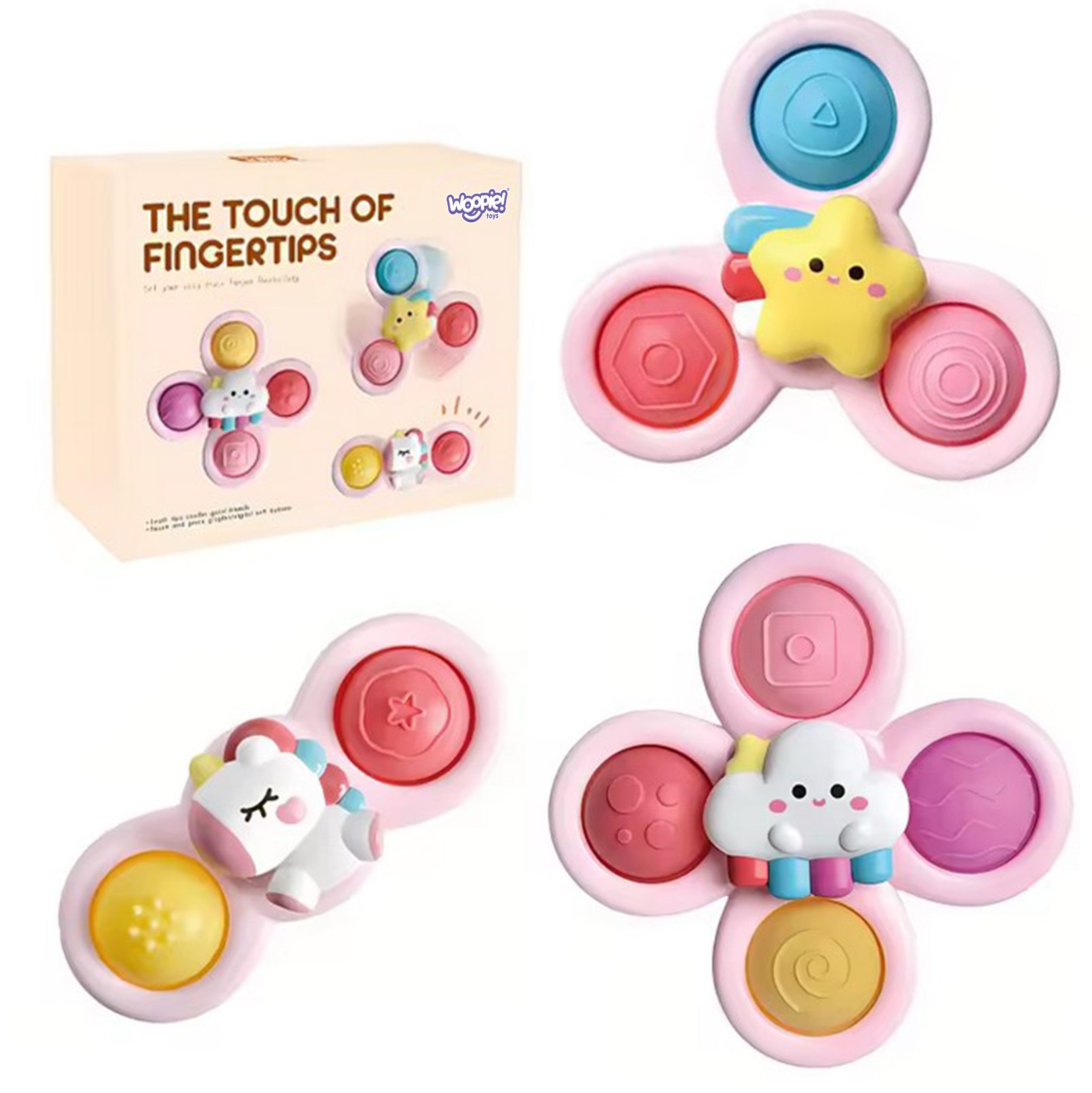 Woopie Baby Space Spinner Pop-it Sensory Toy Interchangeable 3 Pcs Pink.