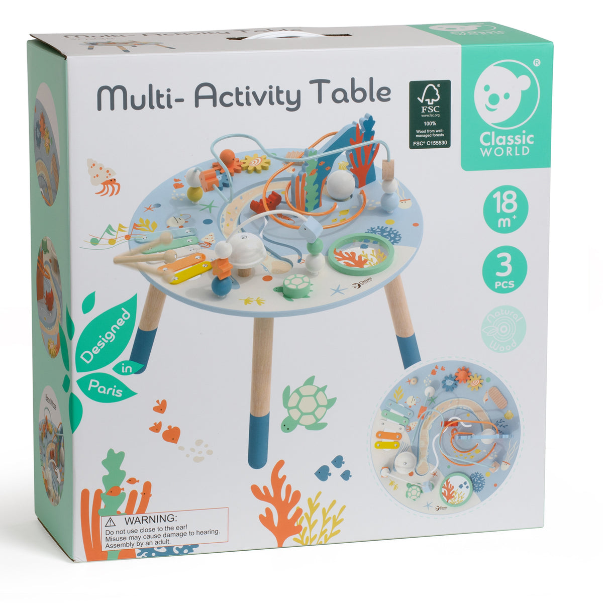 Mesa De Actividades De Madera Classic World Sea Life Musical Y Educativa