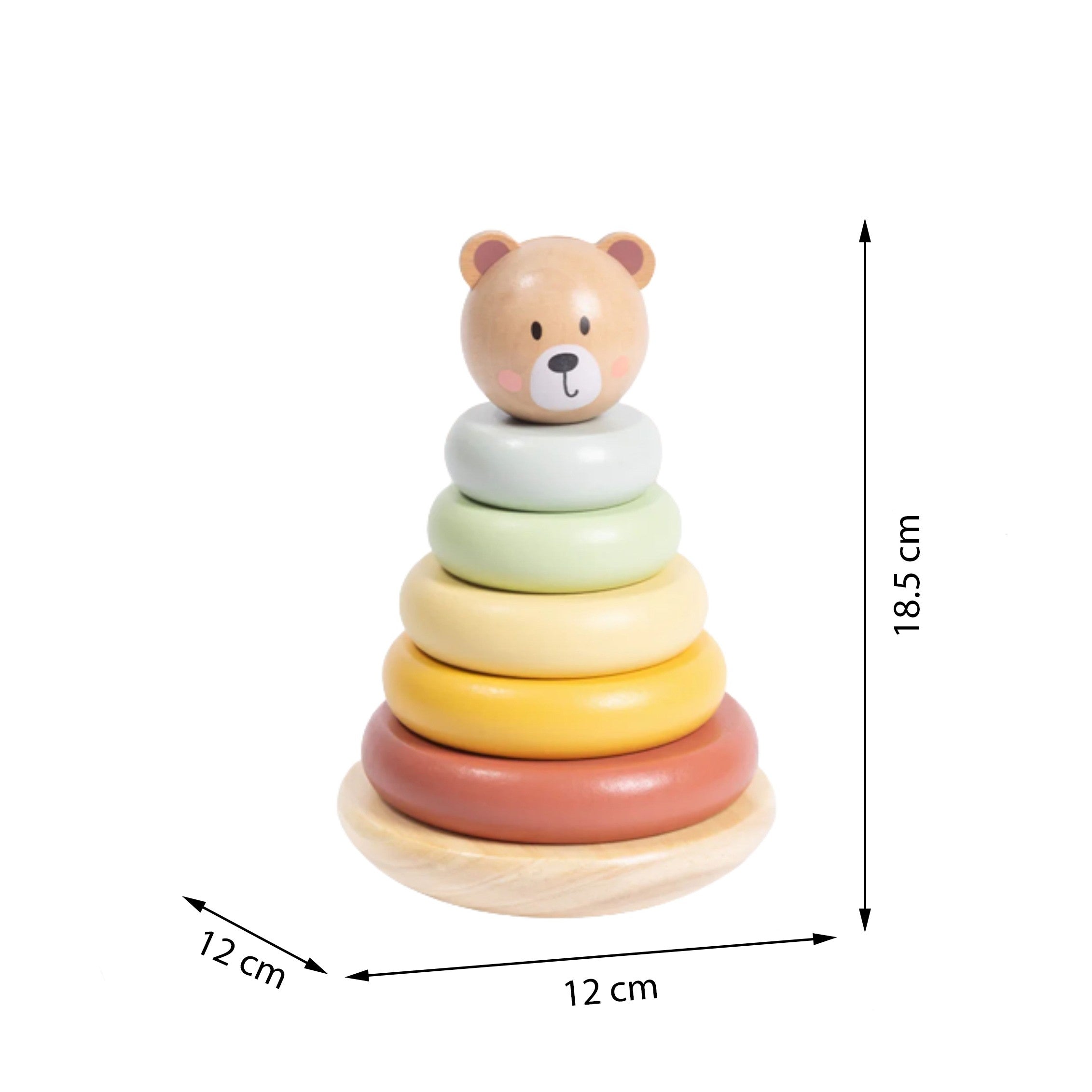 Tooky Toy Træ Sensorisk Puslespil Pyramide Bamse Sensorisk Farverig Stabler