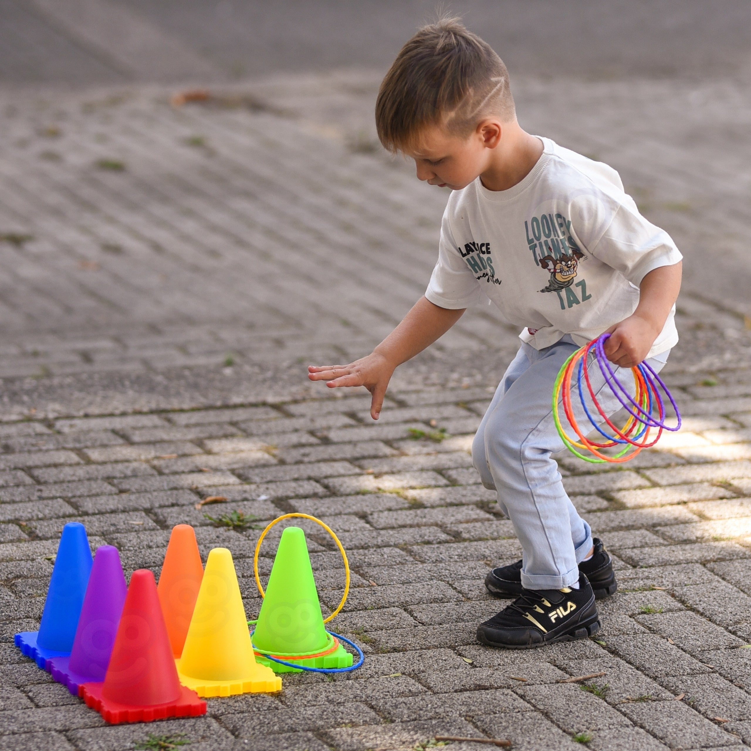 Woopie Garden Game Set 3 In 1 Throw At The Target Cones Hoops Bags 30 Pcs.