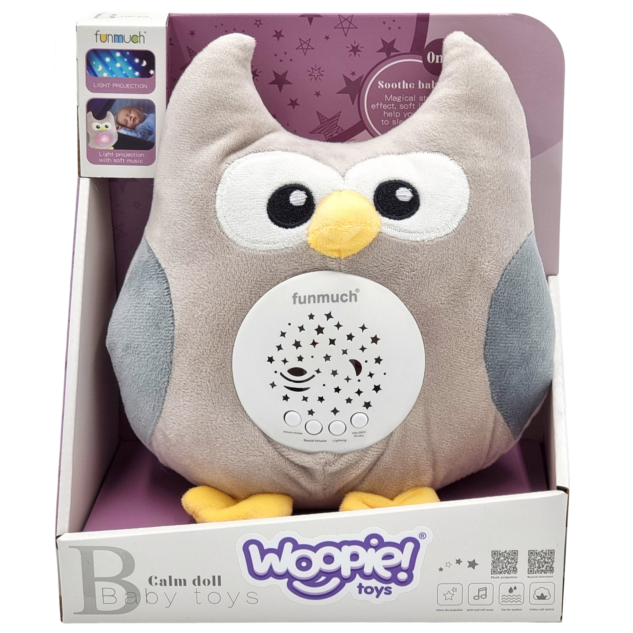 Projektor Woopie Baby 2 w 1 w kształcie sowy - 10 kołysanek