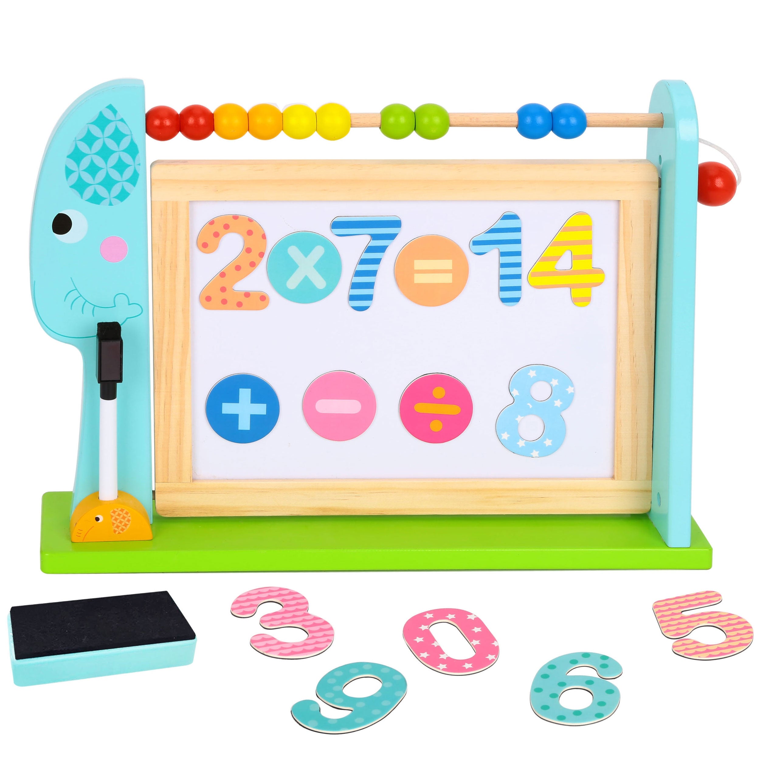 Голяма дървена двустранна магнитна играчка Tooky + дъска с тебешир