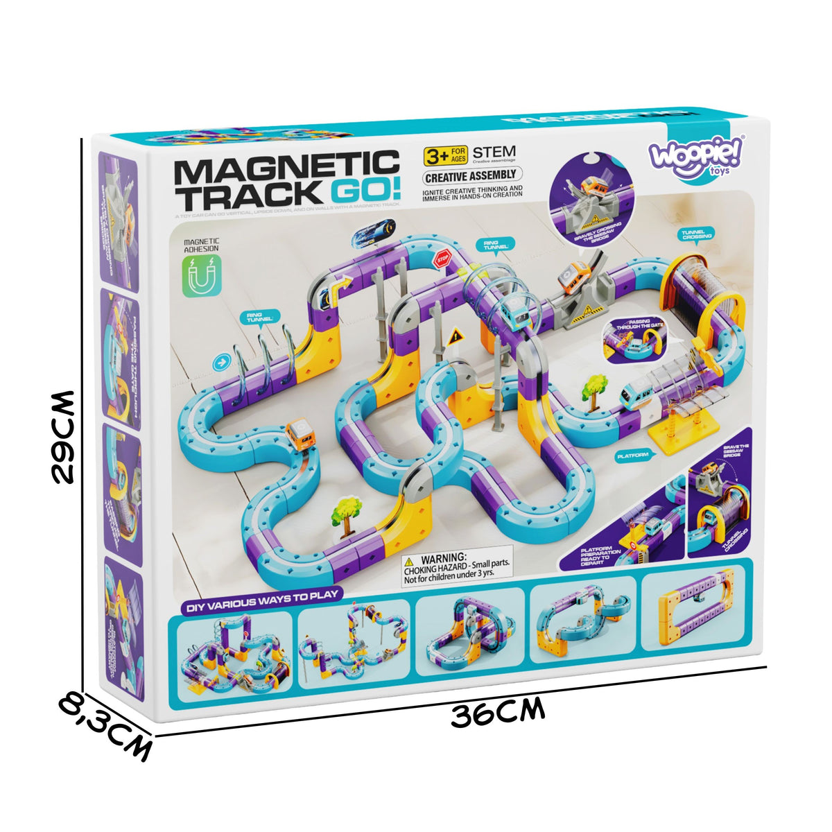 Woopie Magnetic Train Track Construction Set With Attraction Effect 126 Pcs.