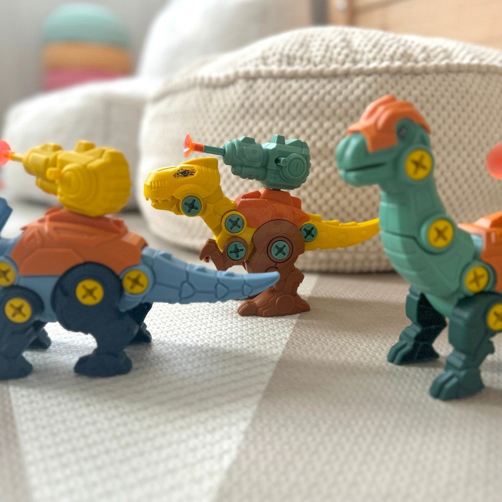 Woopie Dinosauri da avvitare Set da costruzione da 3 pezzi in una scatola + trapano e cacciavite