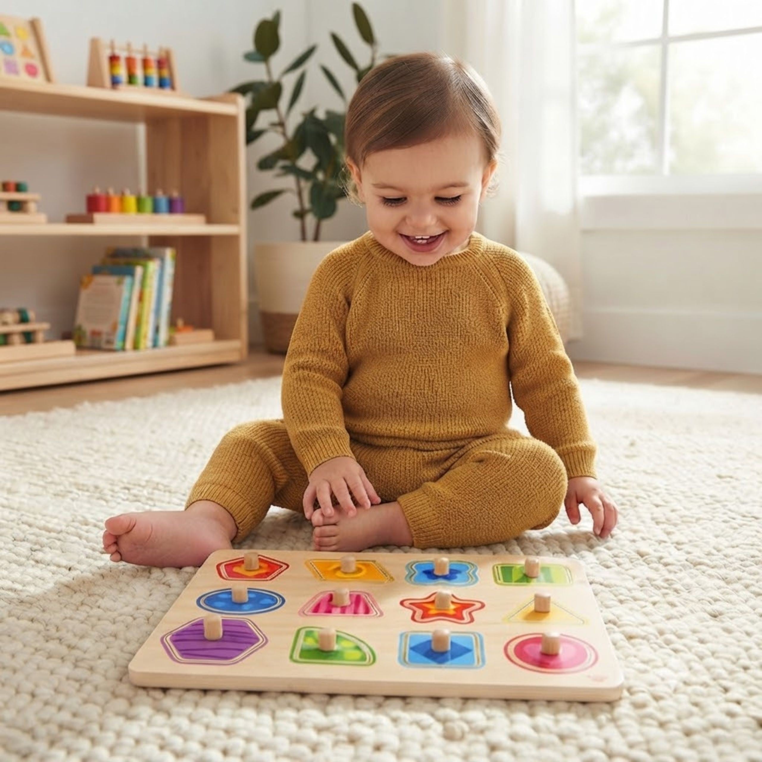 Tooky Toy Puzzle Montessori Shape Learning Puzzle With Pushpins