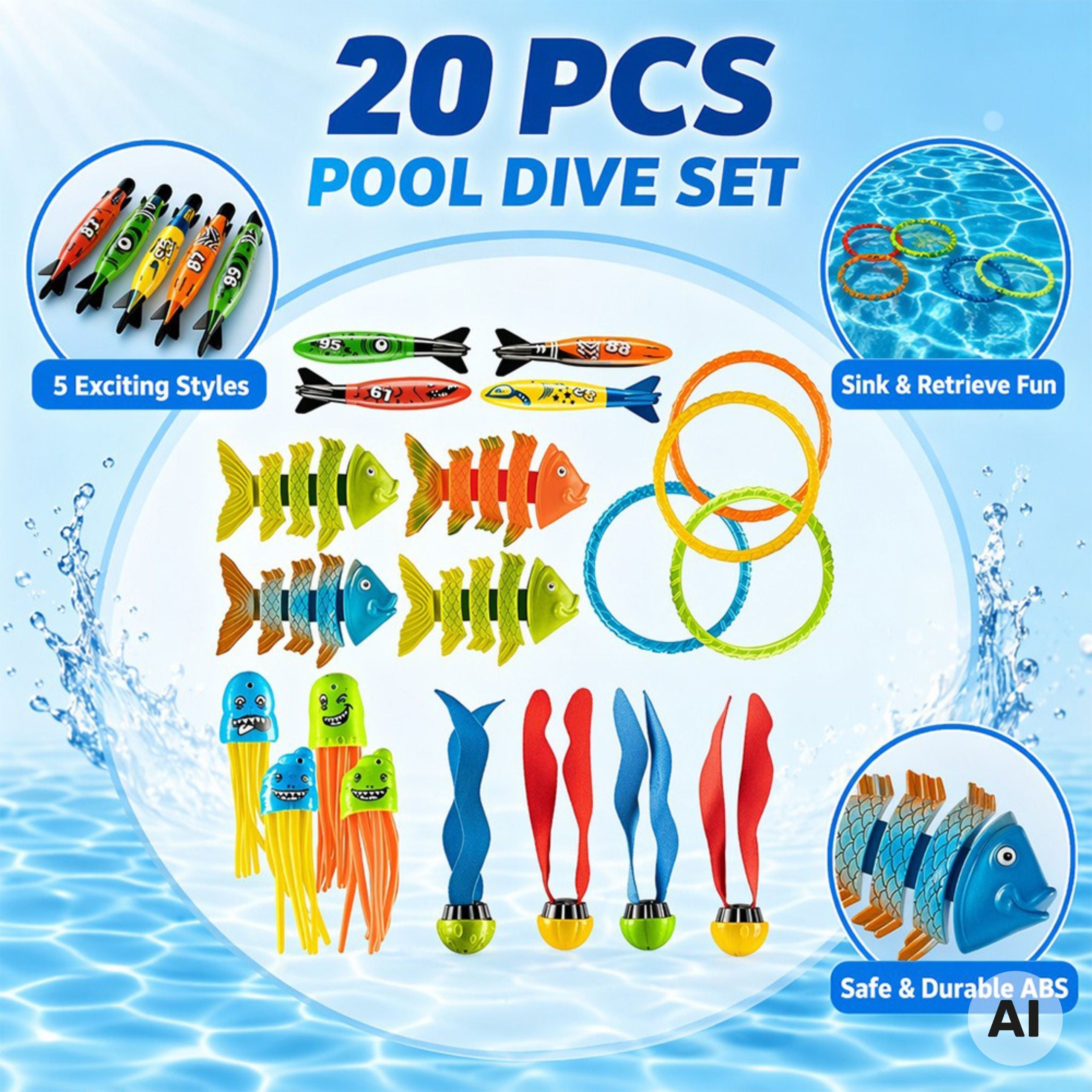 Woopie Pool Diving Toy Set 20 Pcs.