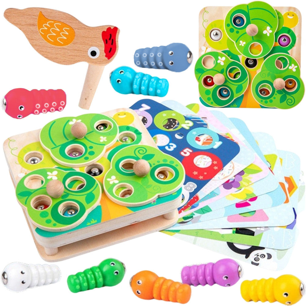 Tooky Toy Дървена аркадна игра 2 в 1 Издърпайте буболечките за деца