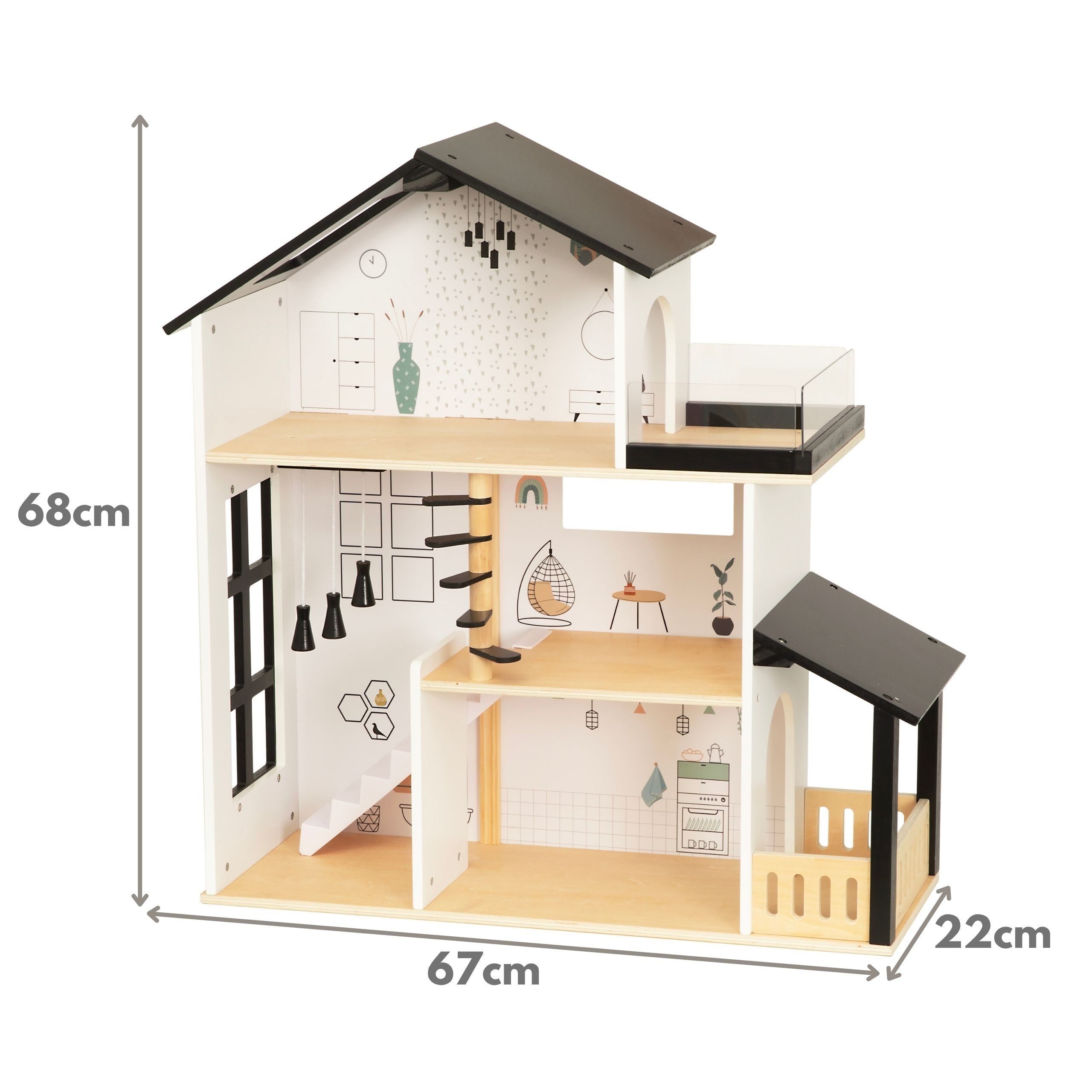 Tooky Toy Wooden Doll House 25 Pieces