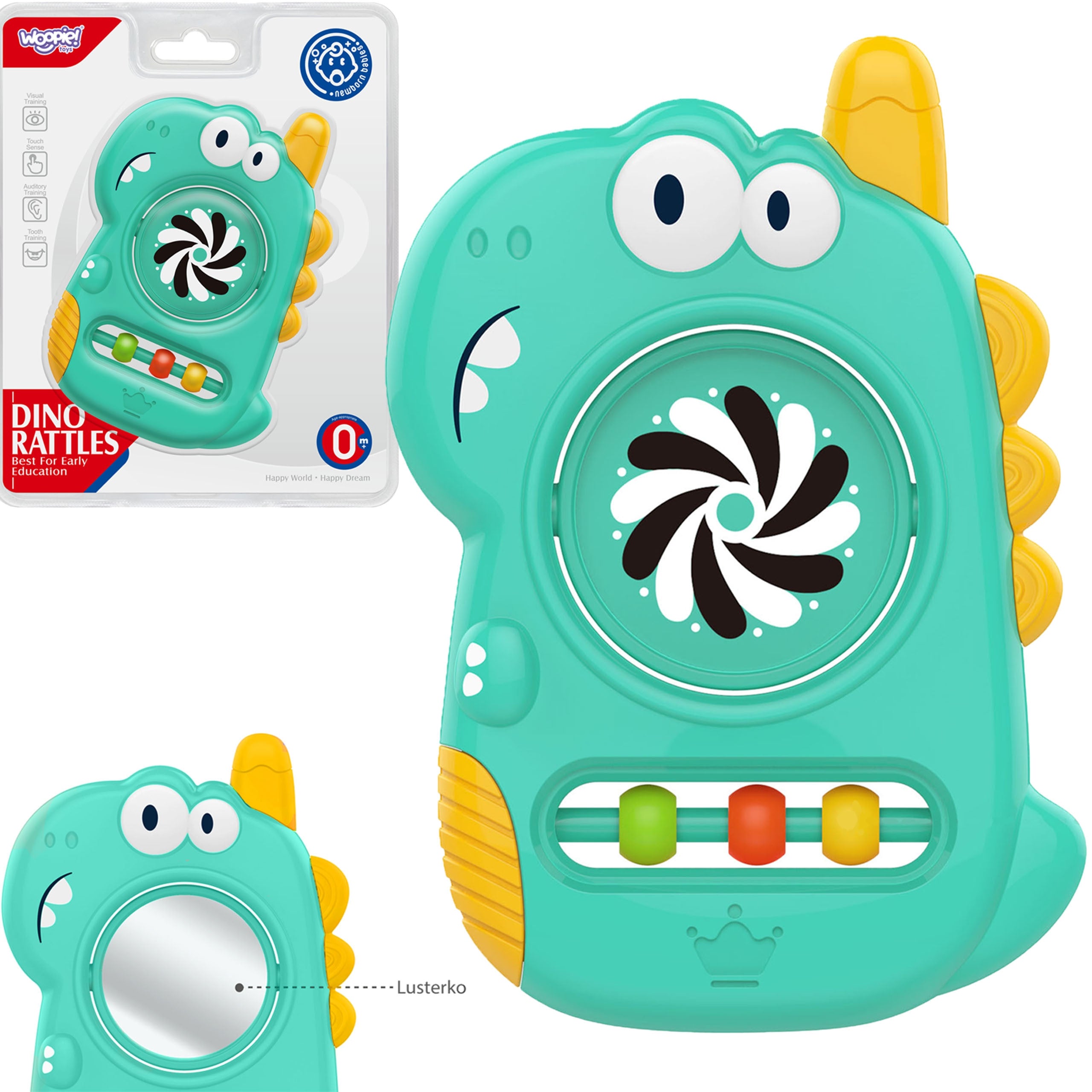 Woopie Baby Sensory Toy Teether Mirror Dino