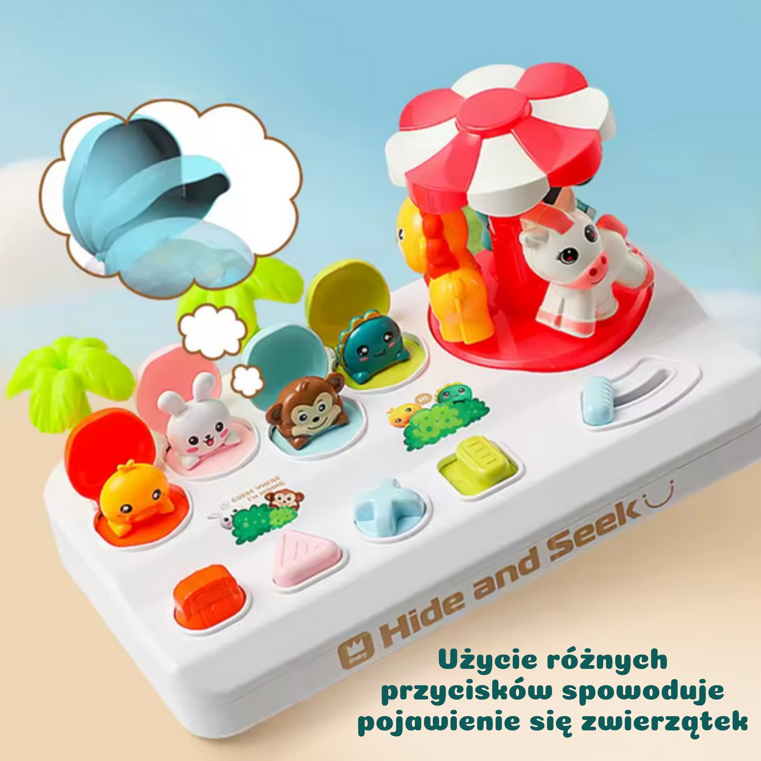 Brinquedo interativo Woopie Baby Pop-up Animals Carousel