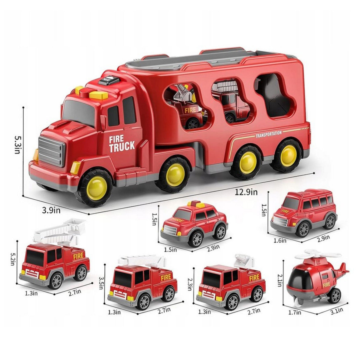 Woopie Road Tow Truck Set mit 5 Autos – Feuerwehr