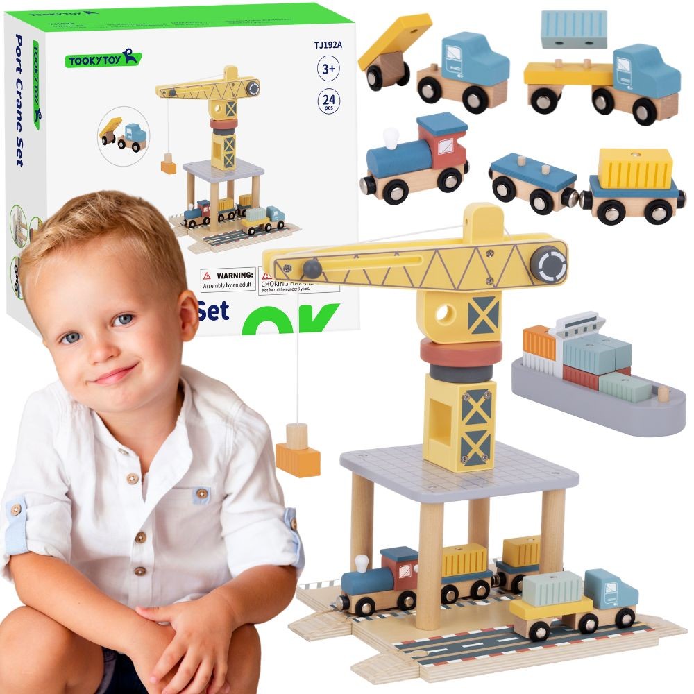 Ensemble de grue portuaire en bois Tooky Toy
