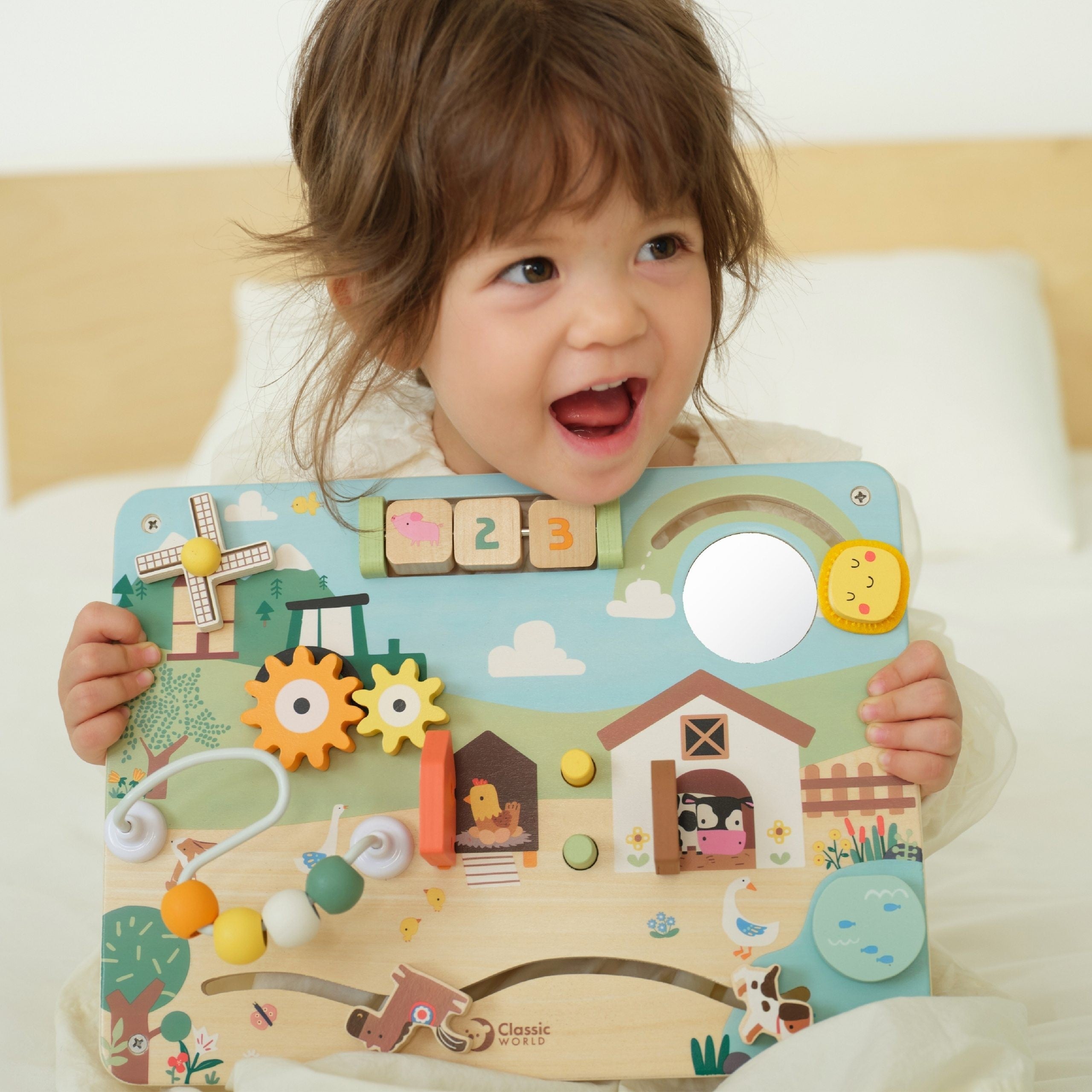 Classic World Wooden Manipulative Activity Board Farm