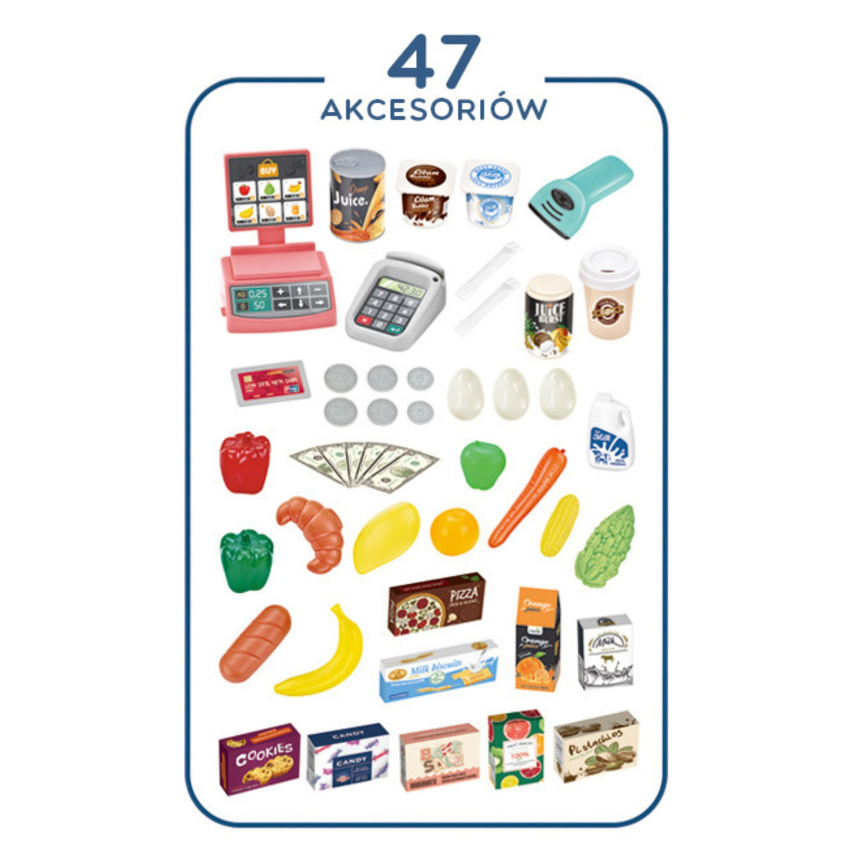 Magasin de supermarché Woopie et scanner d'échelle de caisse de panier d'achat de chariot 47 Acc