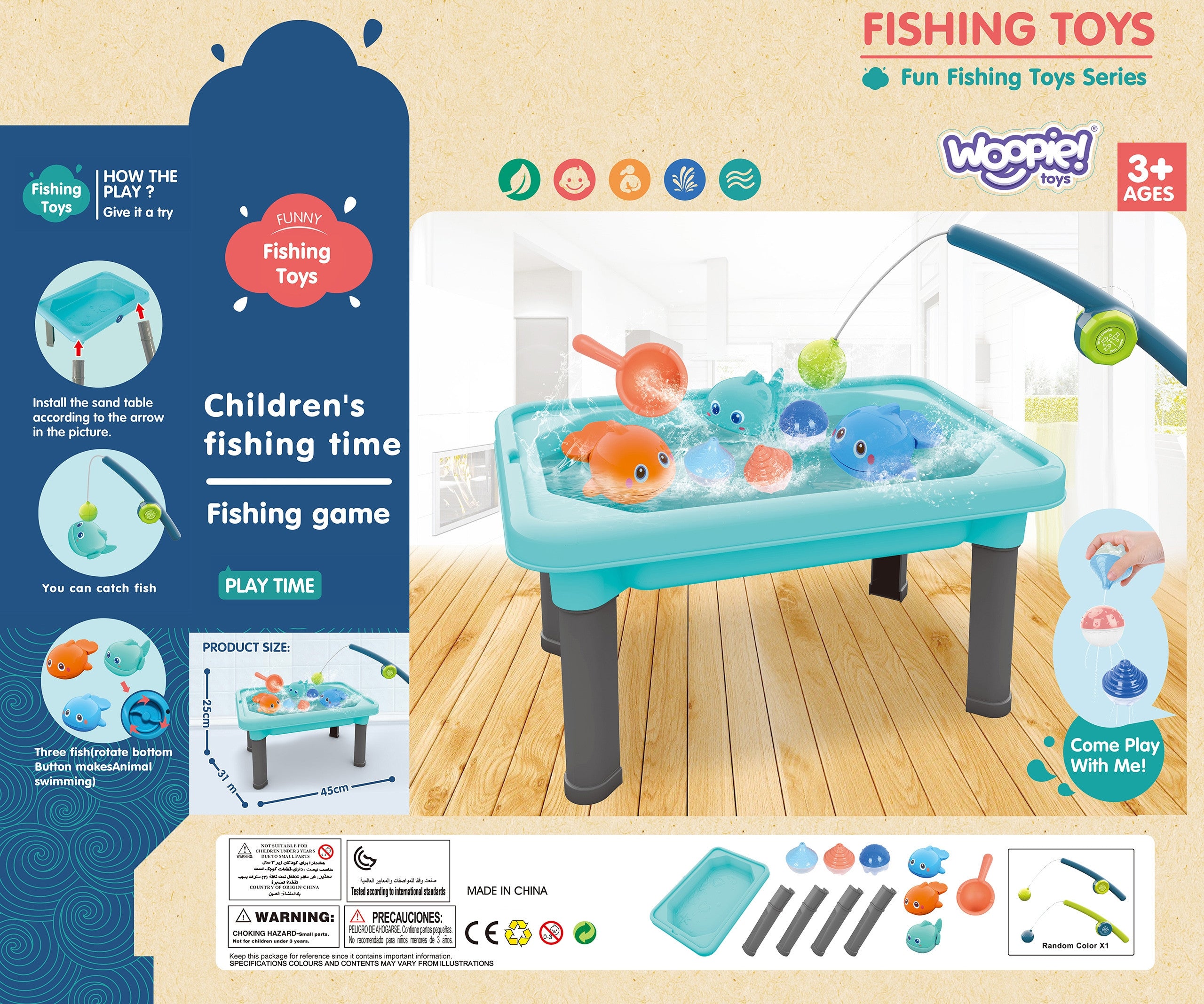 Woopie Water Table 3in1 Sandbox Game Fishing 6 Pcs.