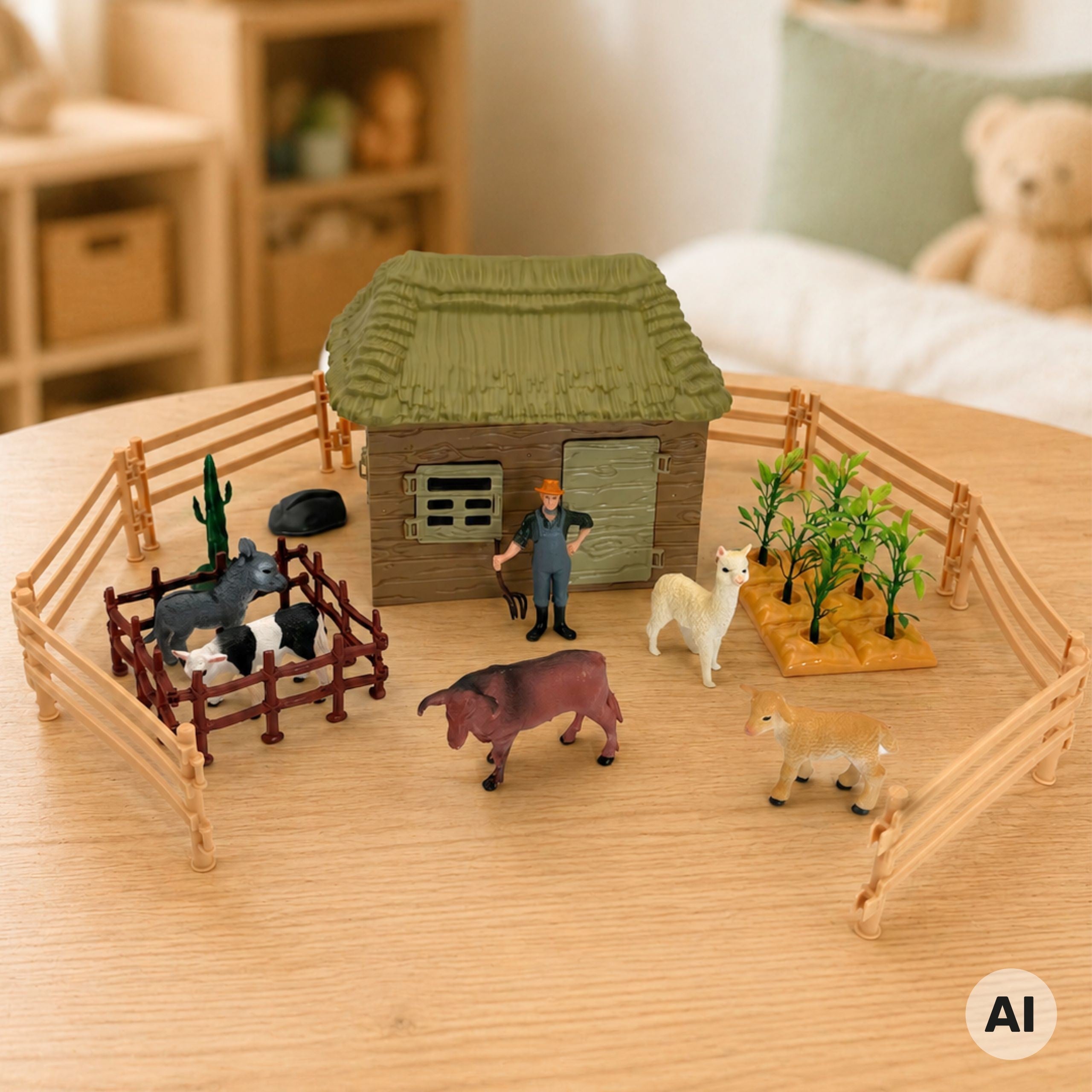 Conjunto de figuras Woopie Farm Animal House 37 peças Pequeno Fazendeiro