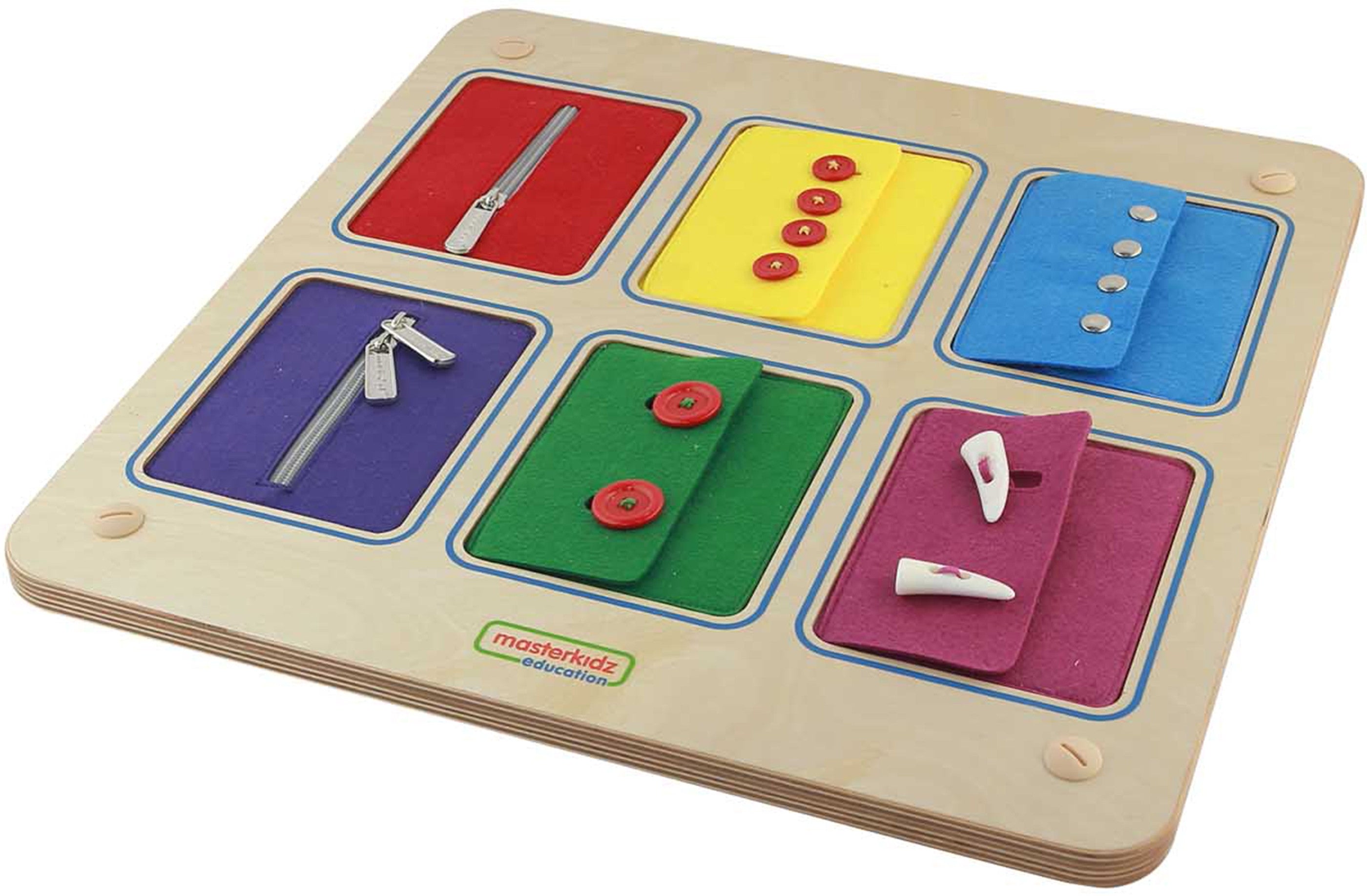 Masterkidz Montessori panneau mural ouverture et fermeture serrures boutons coulissants
