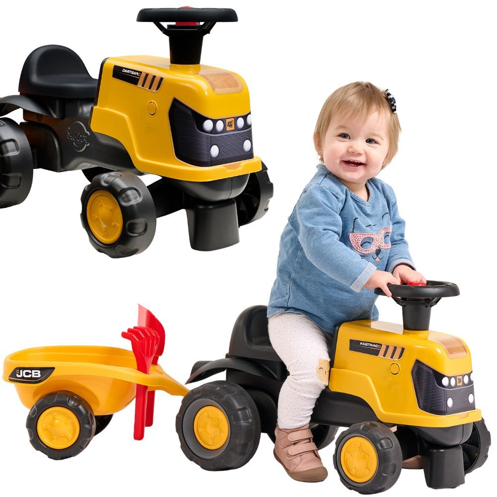 Трактор Falk Ride-on Jcb Fastrac с лопата за ремарке и гребло 1-3 години