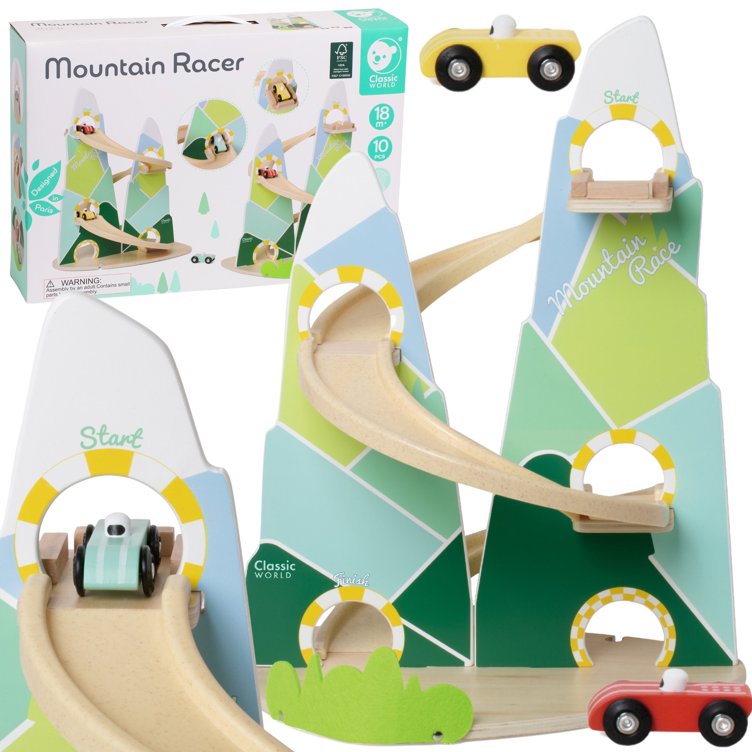 Classic World Wooden Car Track Mountain Race