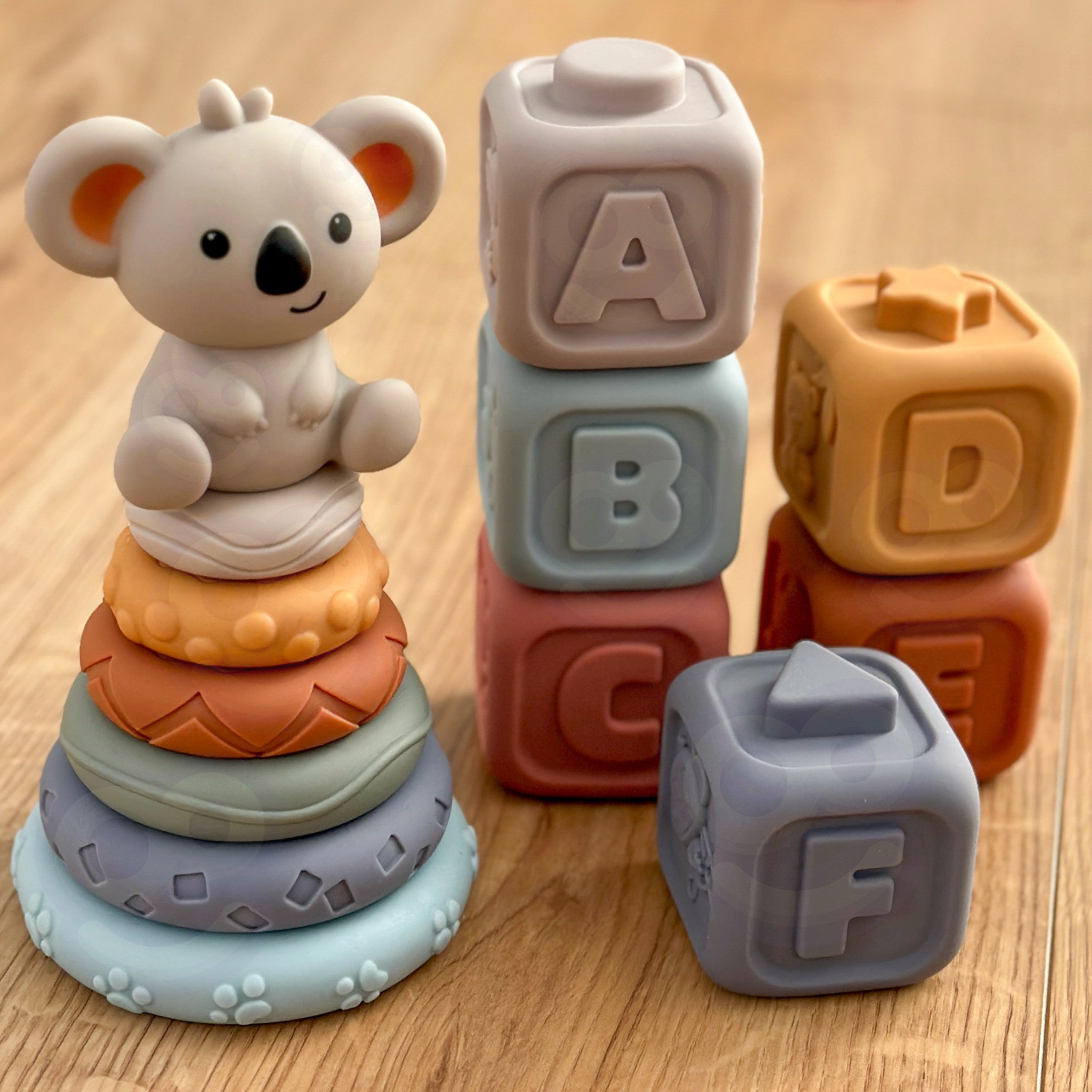 Woopie Baby Soft Rubber Sensory Blocks 3-in-1 Teddy Bear Set