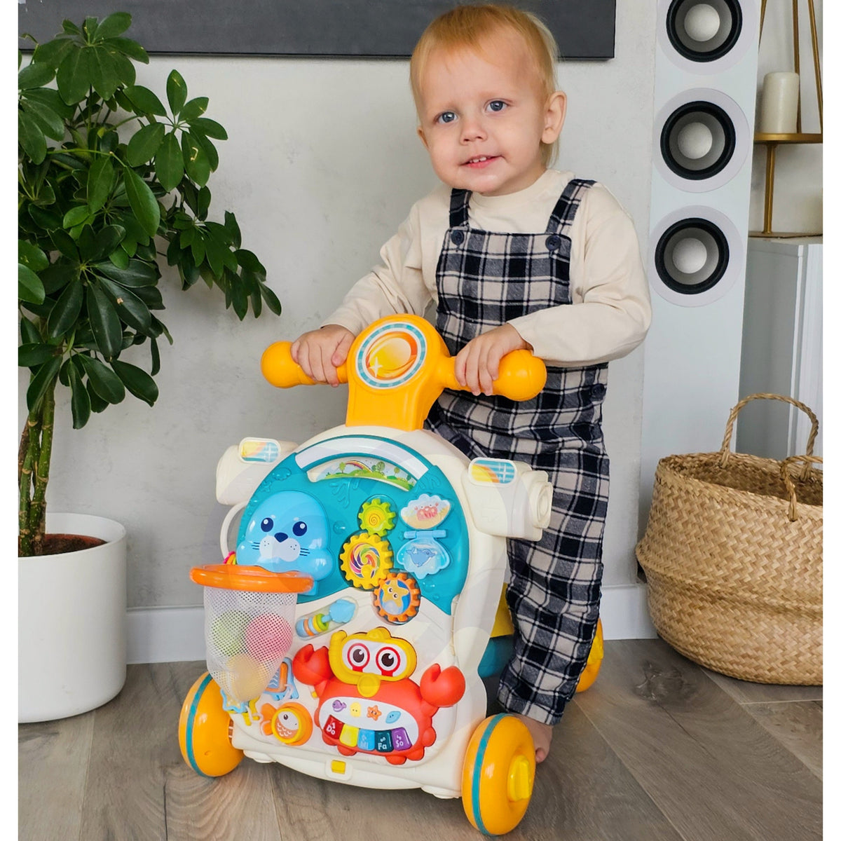 Woopie Baby Pusher Walker Educatieve tafelscooter Ride-on 4-in-1