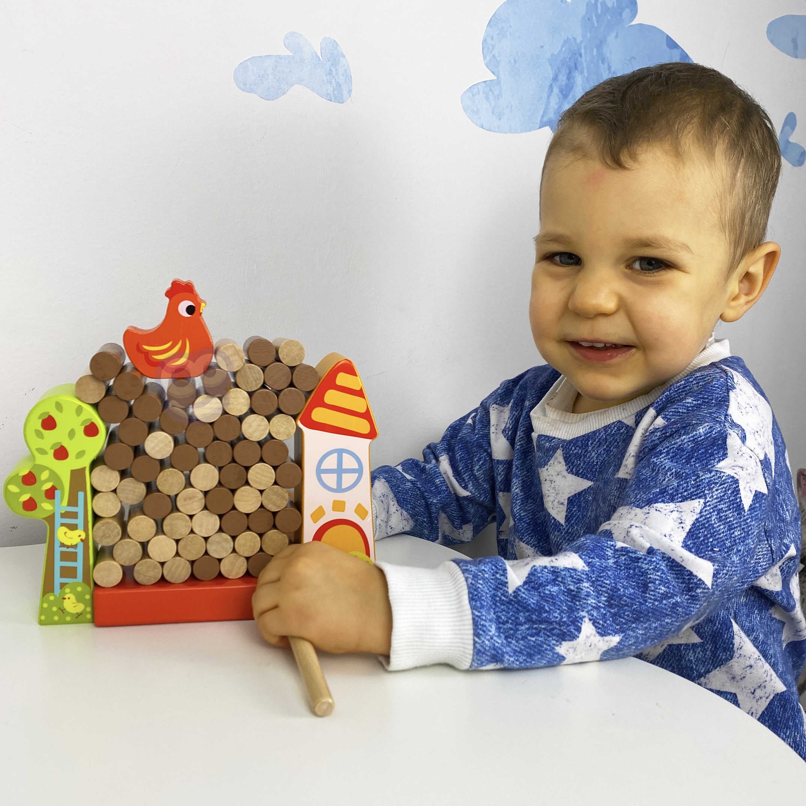 Tooky Toy Arcade Spil Falling Hen Wooden Farm