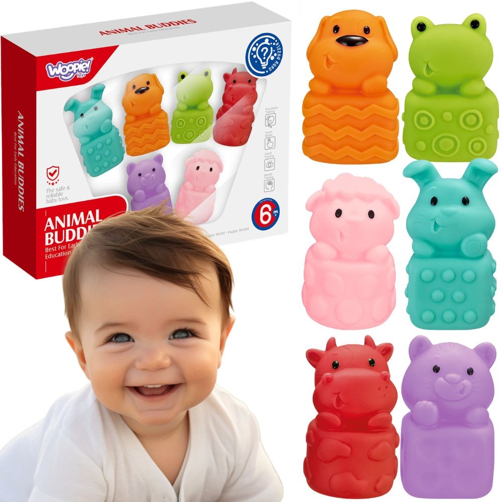 Woopie Baby Soft Sensory Animals Set Of 6