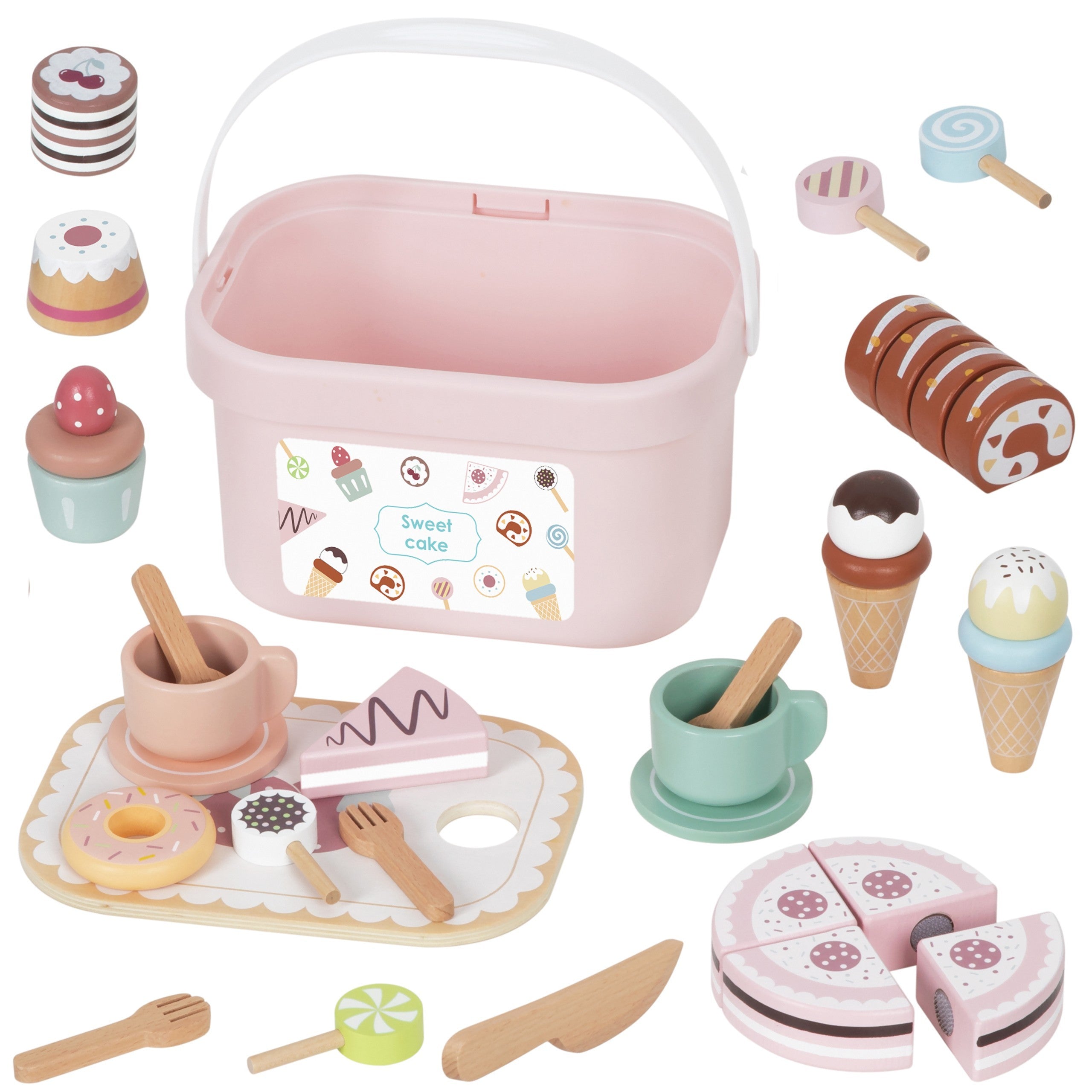 Tooky Toy Sweet Cake Set di dolci in legno in una scatola di dolciumi e gelaterie