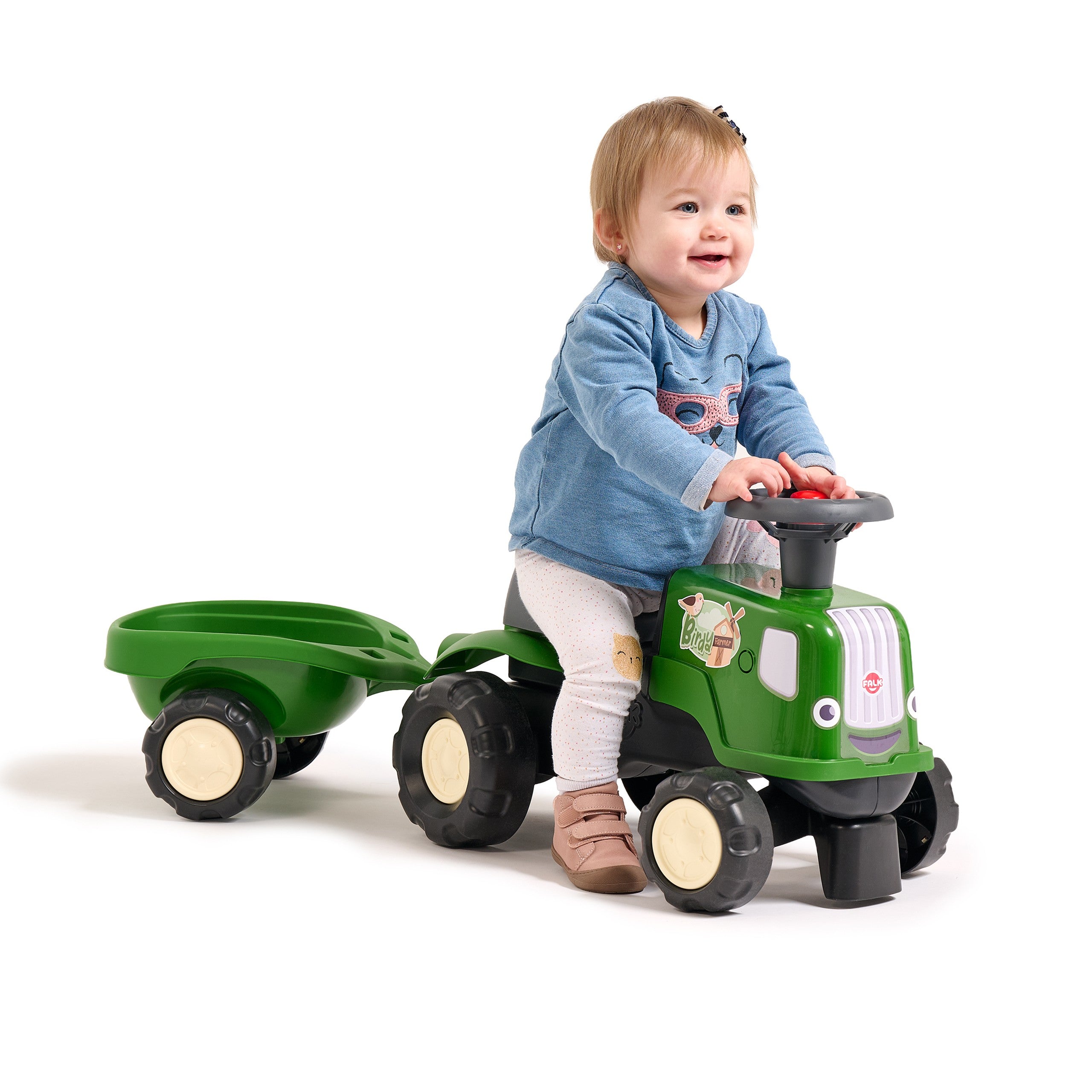 Falk Ride-on Traktor s přívěsem Birdy Farm Green 1-3 roky