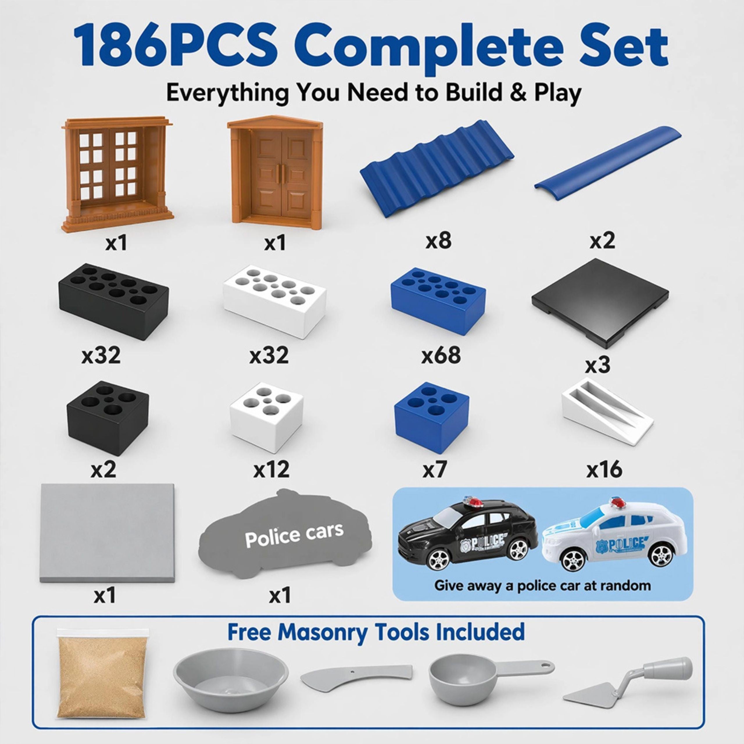 Woopie Police Station Brick Building Kit 186 Pcs. Building Bricks